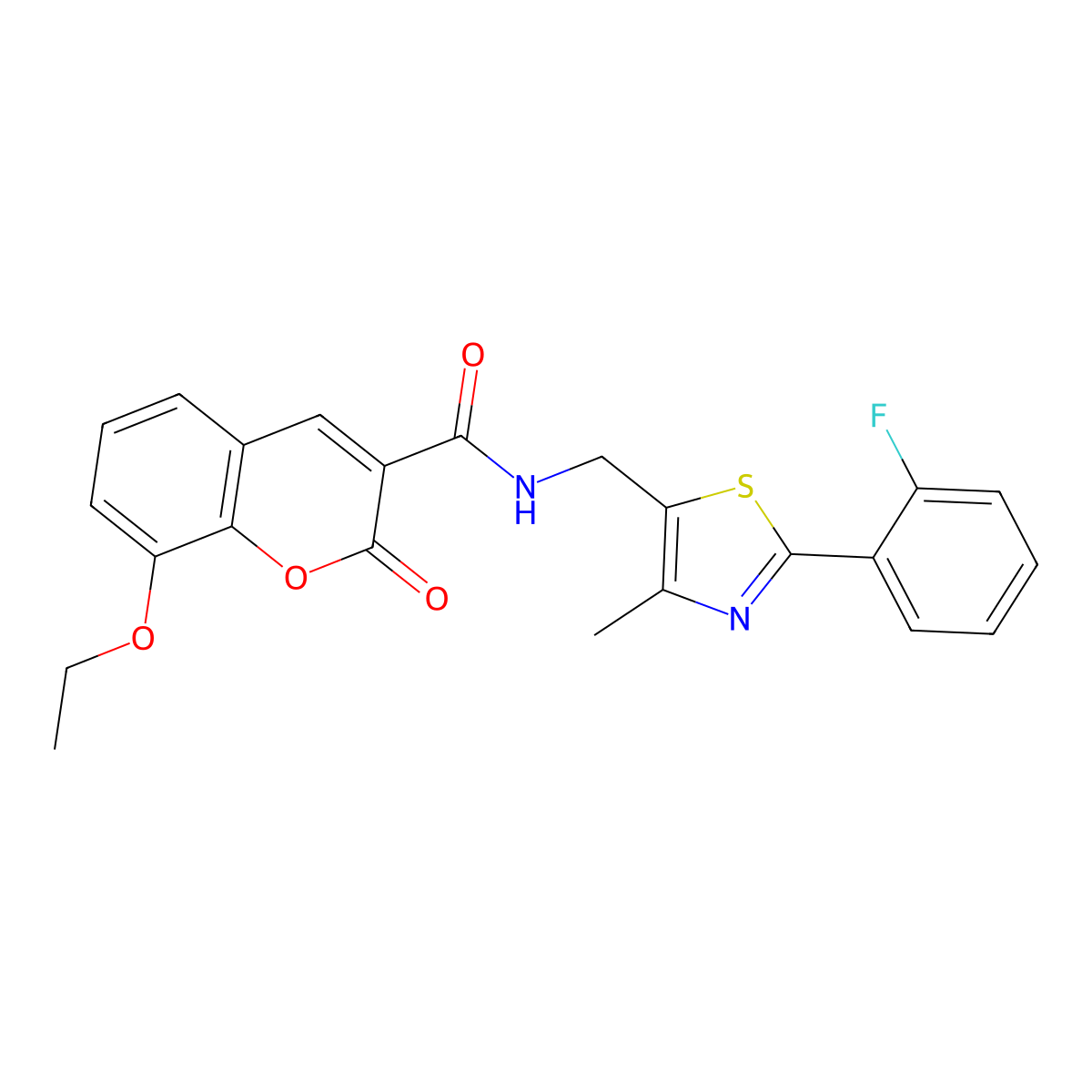 8-ethoxy-N-((2-(2-fluorophenyl)-4-methylthiazol-5-yl)methyl)-2-oxo-2H-chromene-3-carboxamide molecular structure, CAS 1421444-81-6