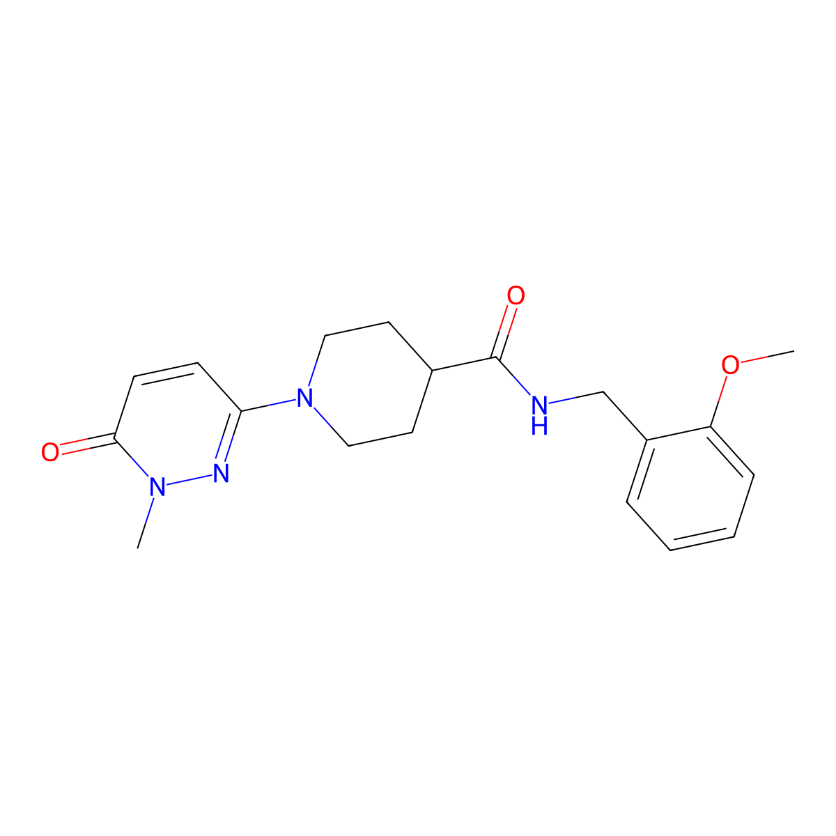 N-(2-methoxybenzyl)-1-(1-methyl-6-oxo-1,6-dihydropyridazin-3-yl)piperidine-4-carboxamide molecular structure, CAS 1421444-83-8