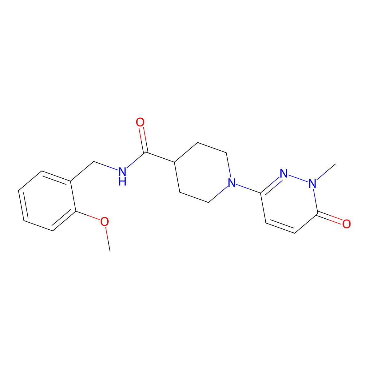 N-(2-methoxybenzyl)-1-(1-methyl-6-oxo-1,6-dihydropyridazin-3-yl)piperidine-4-carboxamide molecular structure, CAS 1421444-83-8