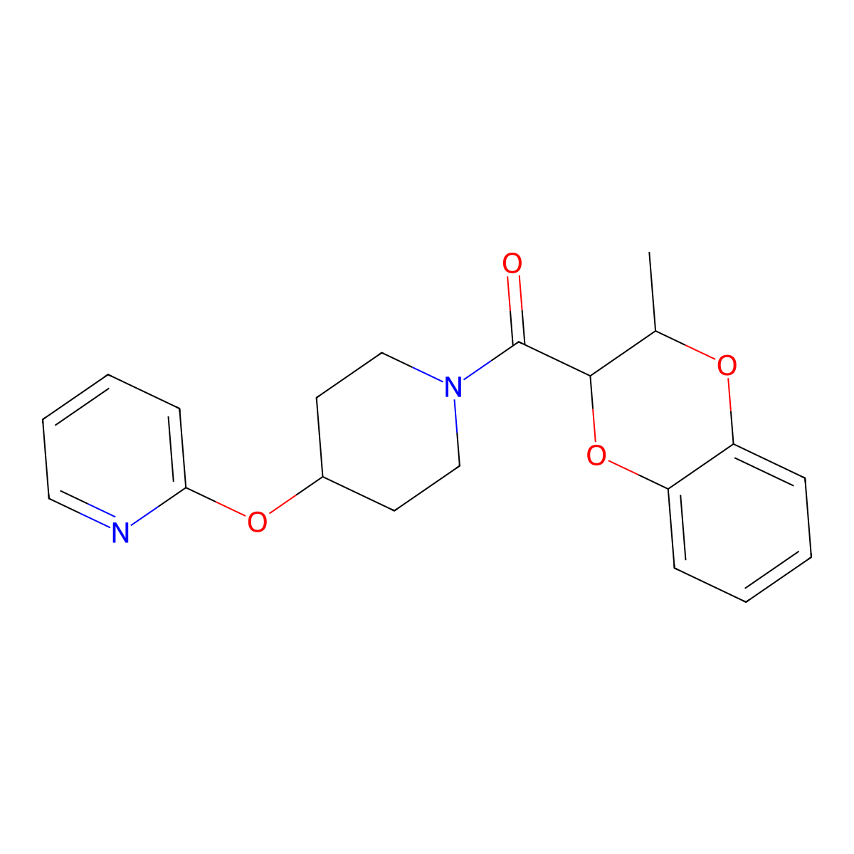 (3-Methyl-2,3-dihydrobenzo[b][1,4]dioxin-2-yl)(4-(pyridin-2-yloxy)piperidin-1-yl)methanone molecular structure, CAS 1421444-85-0