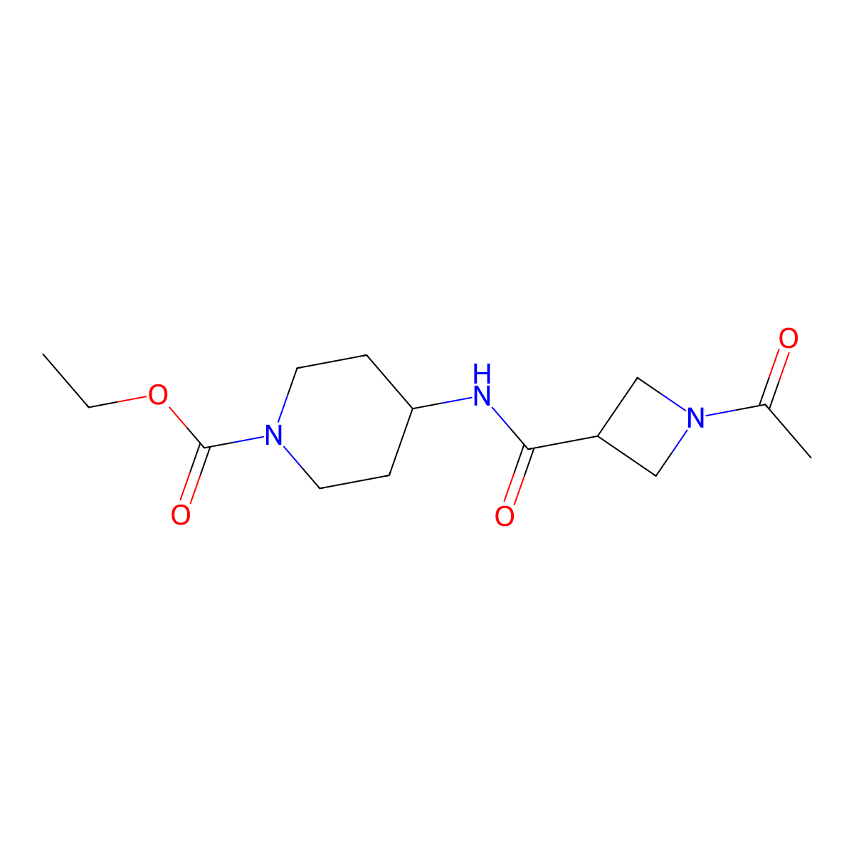 Ethyl 4-(1-acetylazetidine-3-carboxamido)piperidine-1-carboxylate molecular structure, CAS 1421444-93-0