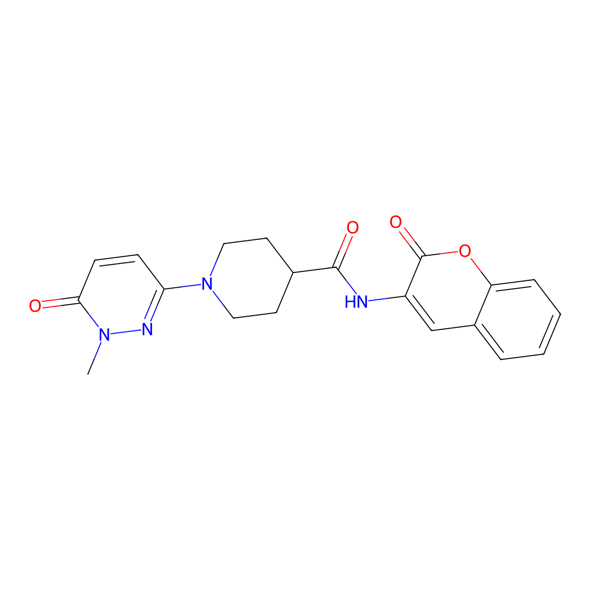 1-(1-methyl-6-oxo-1,6-dihydropyridazin-3-yl)-N-(2-oxo-2H-chromen-3-yl)piperidine-4-carboxamide molecular structure, CAS 1421444-94-1