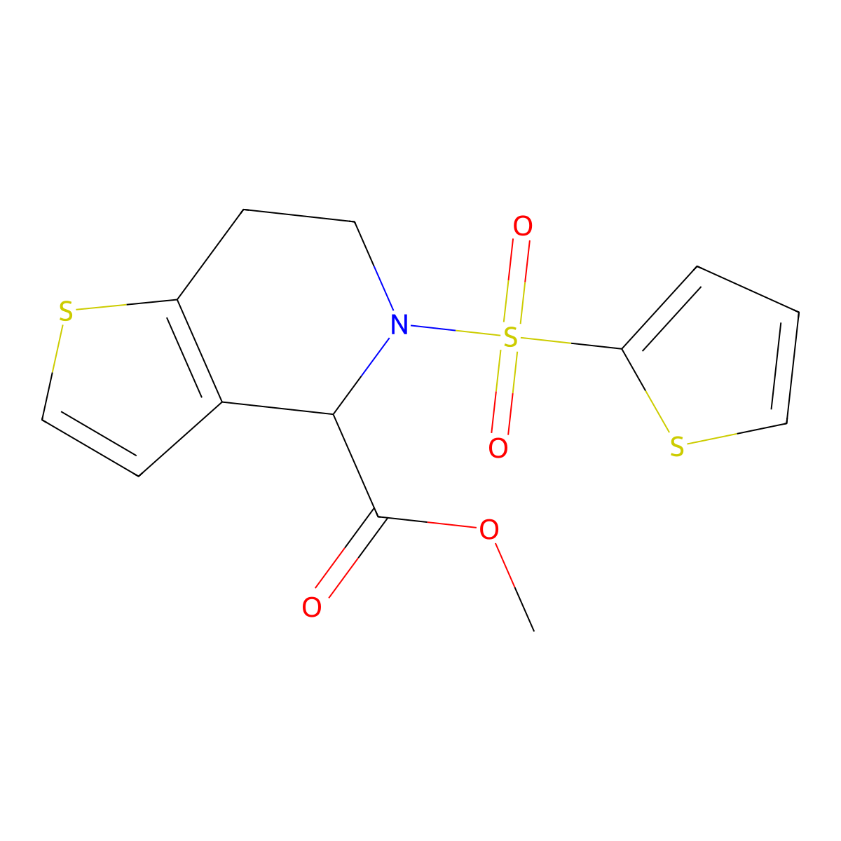 Methyl 5-(thiophen-2-ylsulfonyl)-4,5,6,7-tetrahydrothieno[3,2-c]pyridine-4-carboxylate molecular structure, CAS 1421444-95-2