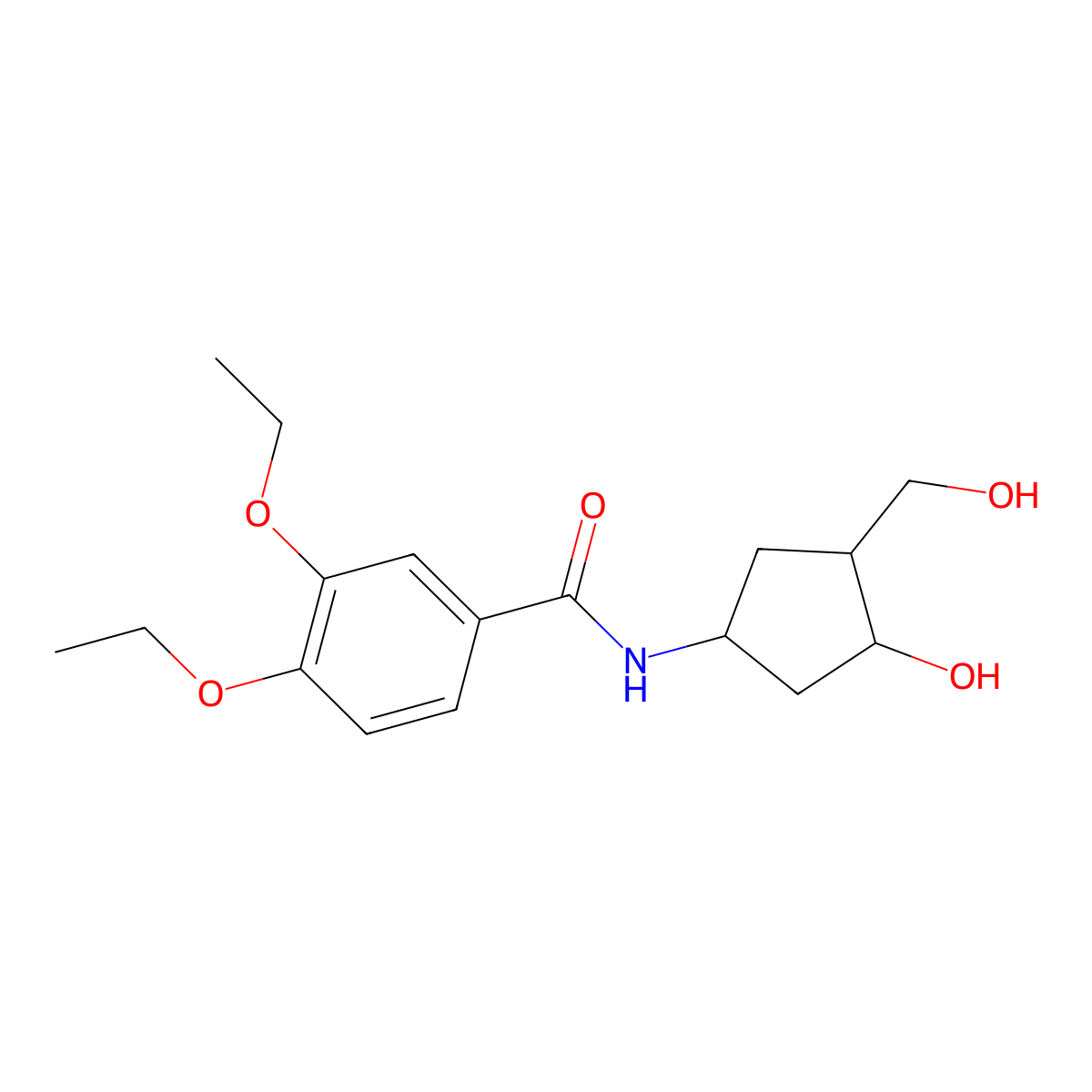 3,4-Diethoxy-N-[3-hydroxy-4-(hydroxymethyl)cyclopentyl]benzamide molecular structure, CAS 1421445-19-3