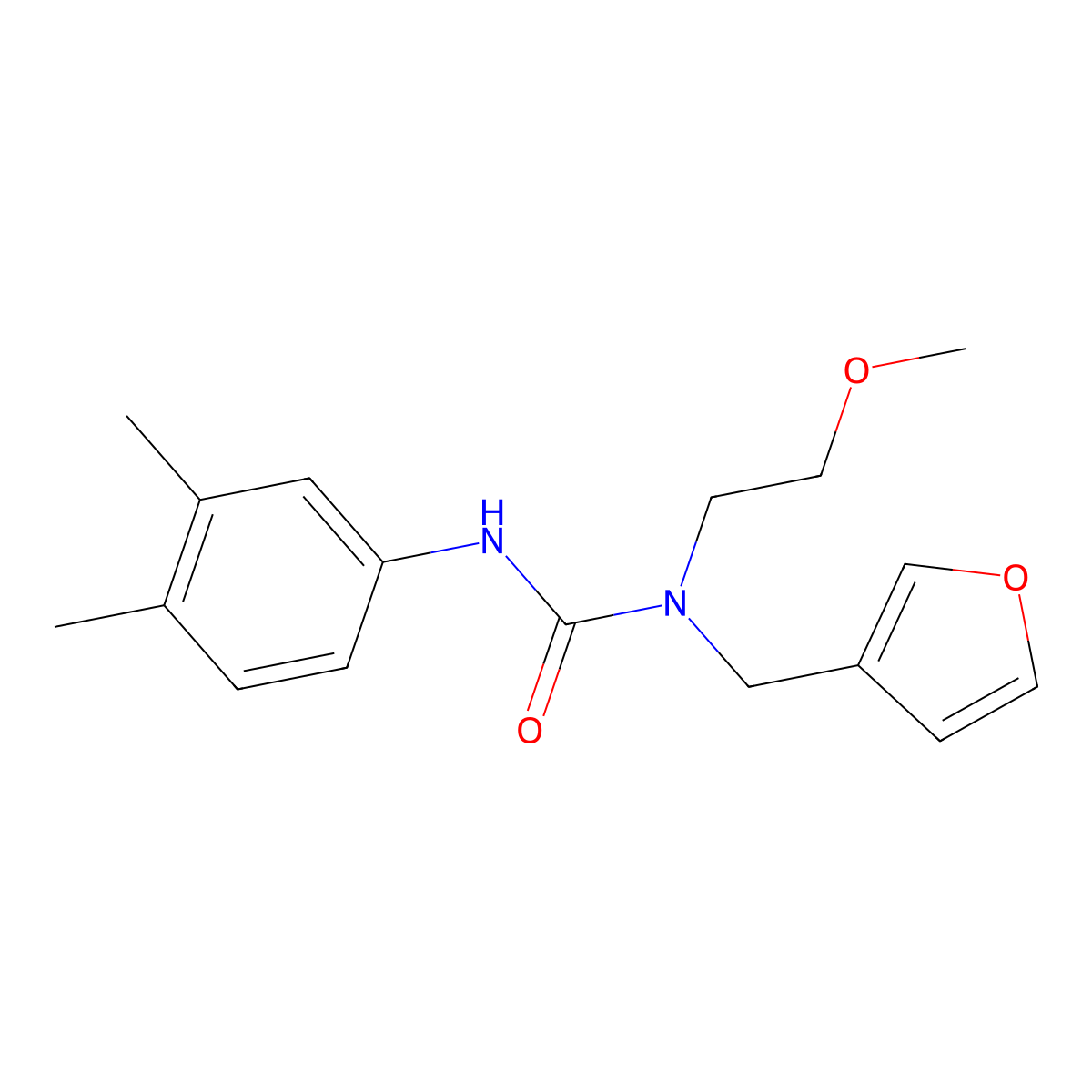 3-(3,4-Dimethylphenyl)-1-(furan-3-ylmethyl)-1-(2-methoxyethyl)urea molecular structure, CAS 1421445-28-4