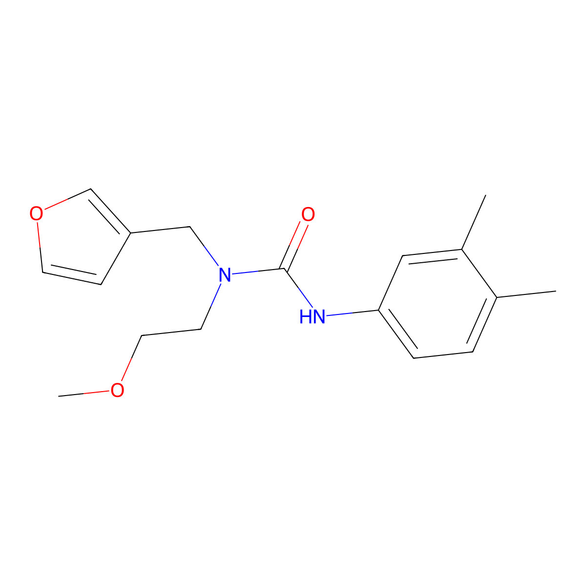 3-(3,4-Dimethylphenyl)-1-(furan-3-ylmethyl)-1-(2-methoxyethyl)urea molecular structure, CAS 1421445-28-4
