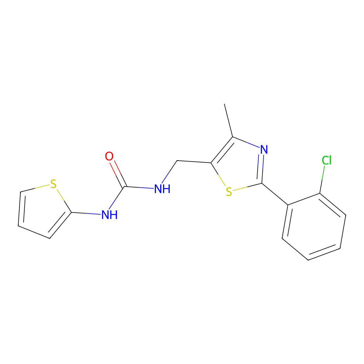 3-{[2-(2-Chlorophenyl)-4-methyl-1,3-thiazol-5-YL]methyl}-1-(thiophen-2-YL)urea molecular structure, CAS 1421445-30-8