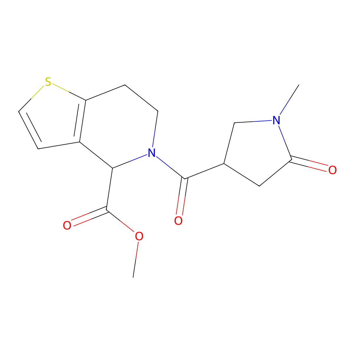 Methyl 5-(1-methyl-5-oxopyrrolidine-3-carbonyl)-4,5,6,7-tetrahydrothieno[3,2-c]pyridine-4-carboxylate molecular structure, CAS 1421445-35-3