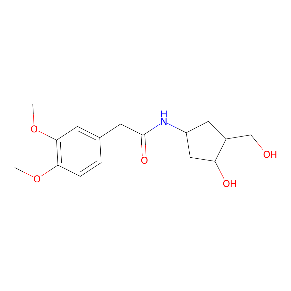 2-(3,4-Dimethoxyphenyl)-N-[3-hydroxy-4-(hydroxymethyl)cyclopentyl]acetamide molecular structure, CAS 1421445-36-4