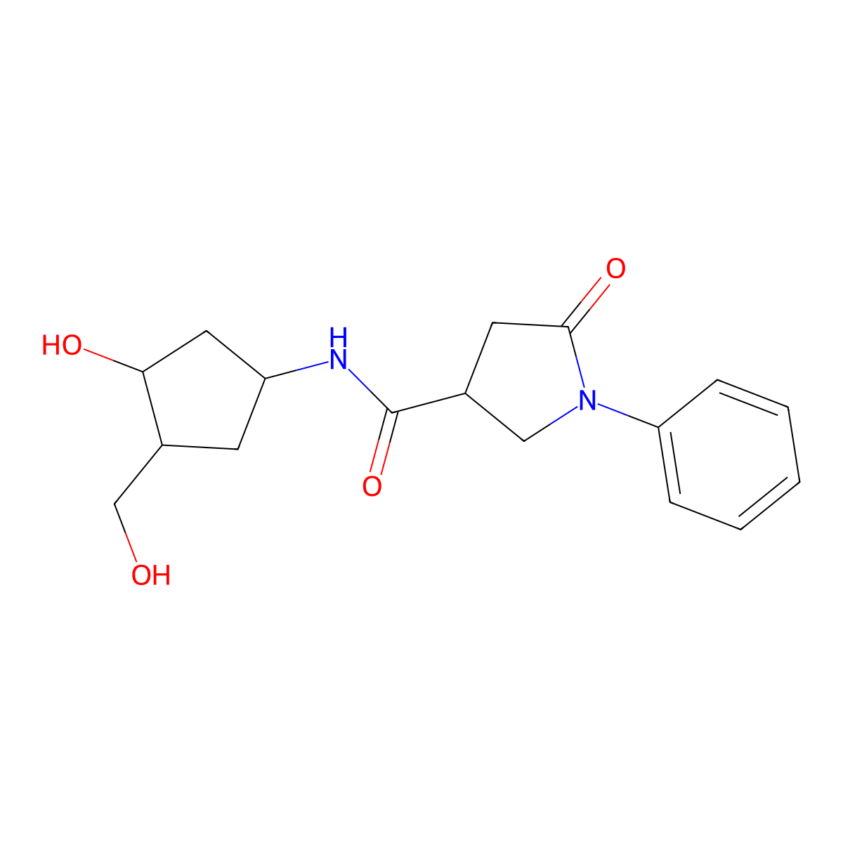 N-[3-Hydroxy-4-(hydroxymethyl)cyclopentyl]-5-oxo-1-phenylpyrrolidine-3-carboxamide molecular structure, CAS 1421445-44-4