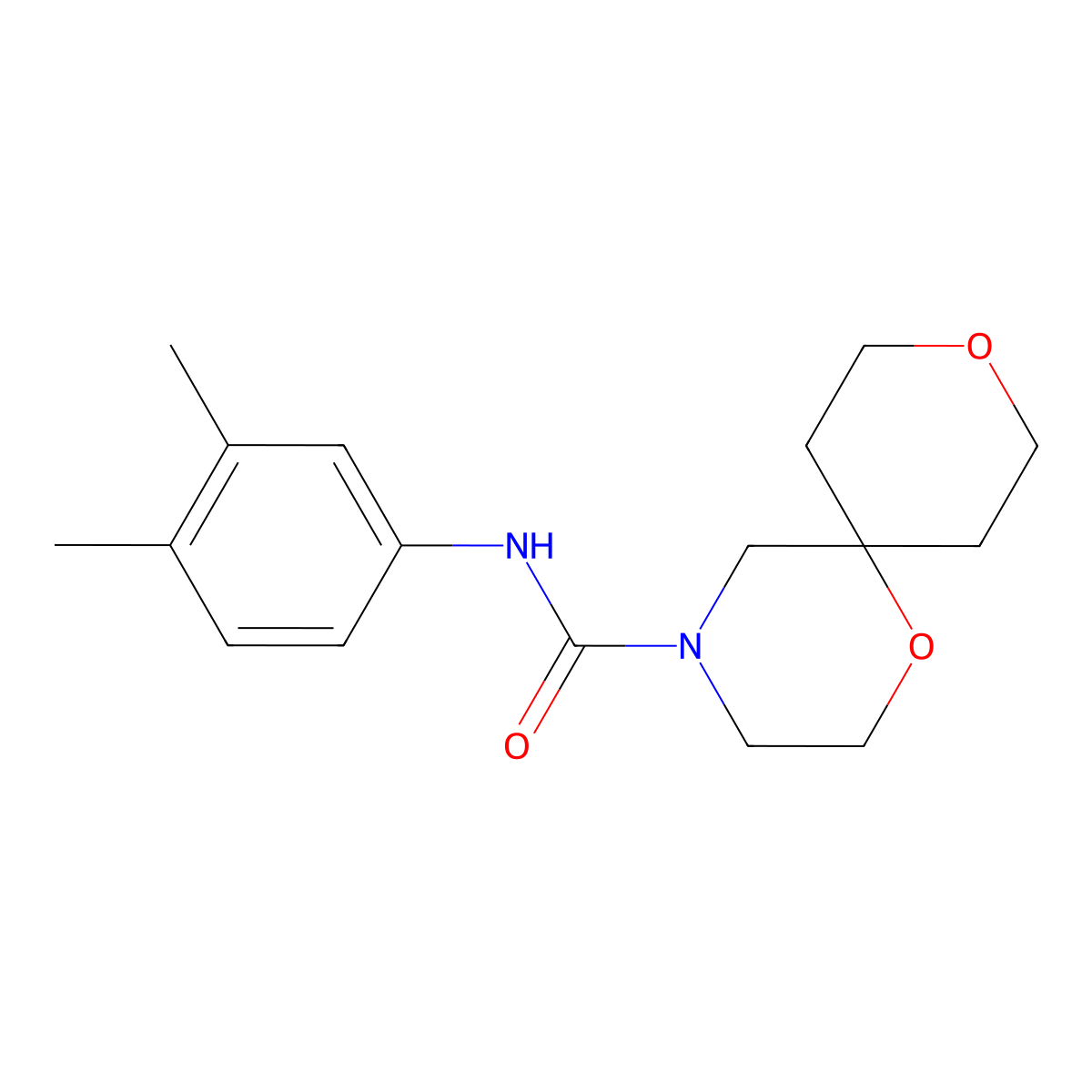 N-(3,4-dimethylphenyl)-1,9-dioxa-4-azaspiro[5.5]undecane-4-carboxamide molecular structure, CAS 1421445-48-8