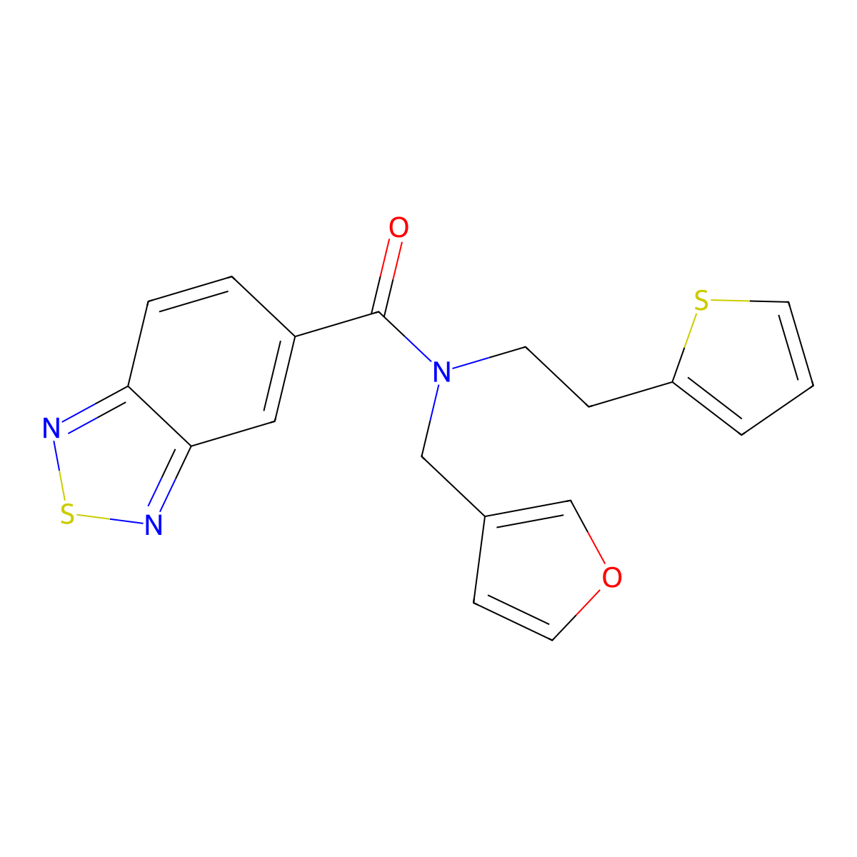 N-(furan-3-ylmethyl)-N-(2-(thiophen-2-yl)ethyl)benzo[c][1,2,5]thiadiazole-5-carboxamide molecular structure, CAS 1421445-66-0