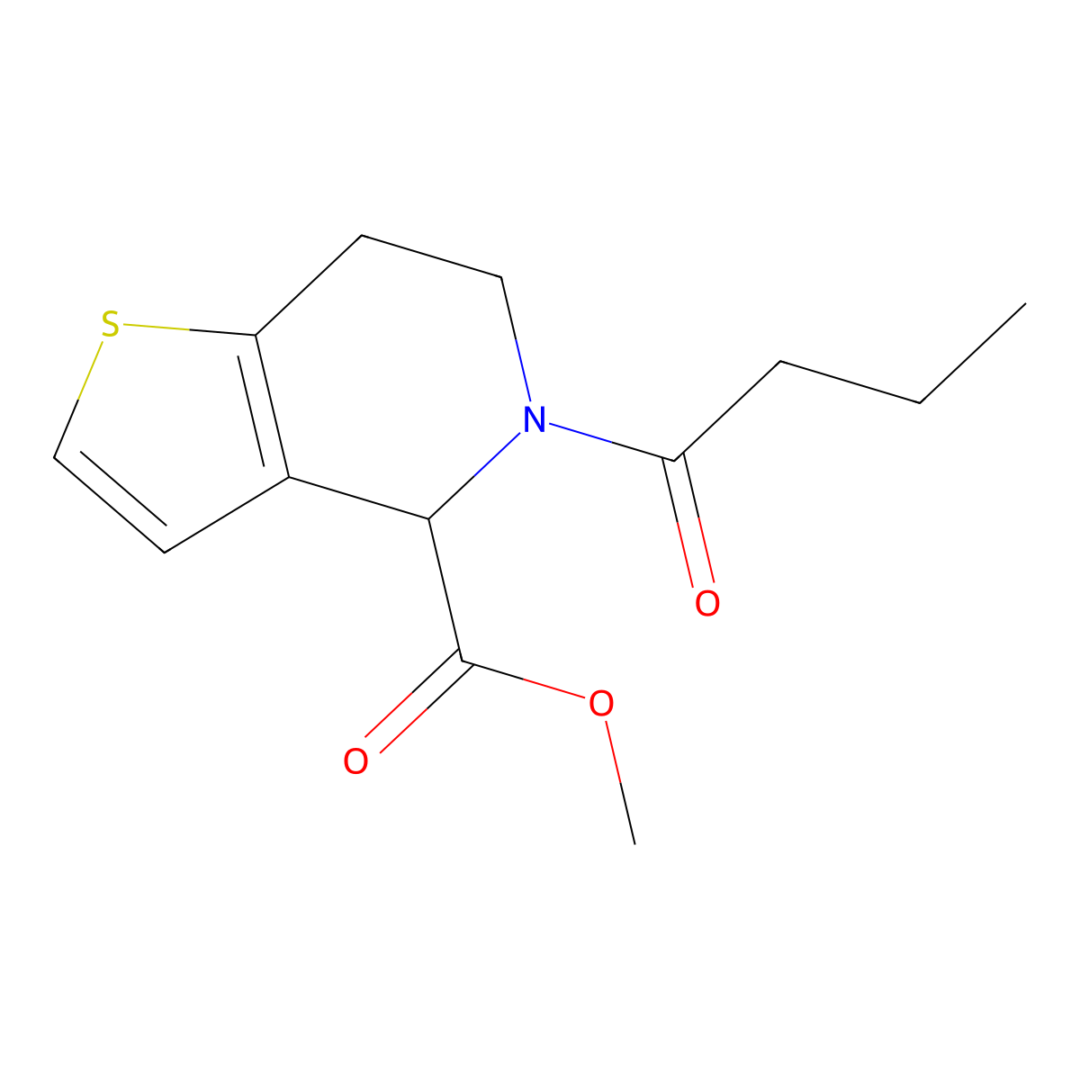 Methyl 5-butyryl-4,5,6,7-tetrahydrothieno[3,2-c]pyridine-4-carboxylate molecular structure, CAS 1421445-68-2