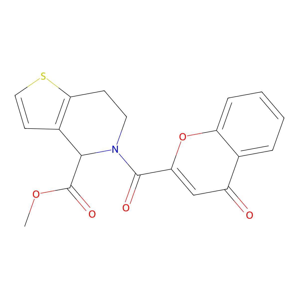 methyl 5-(4-oxo-4H-chromene-2-carbonyl)-4,5,6,7-tetrahydrothieno[3,2-c]pyridine-4-carboxylate molecular structure, CAS 1421445-75-1