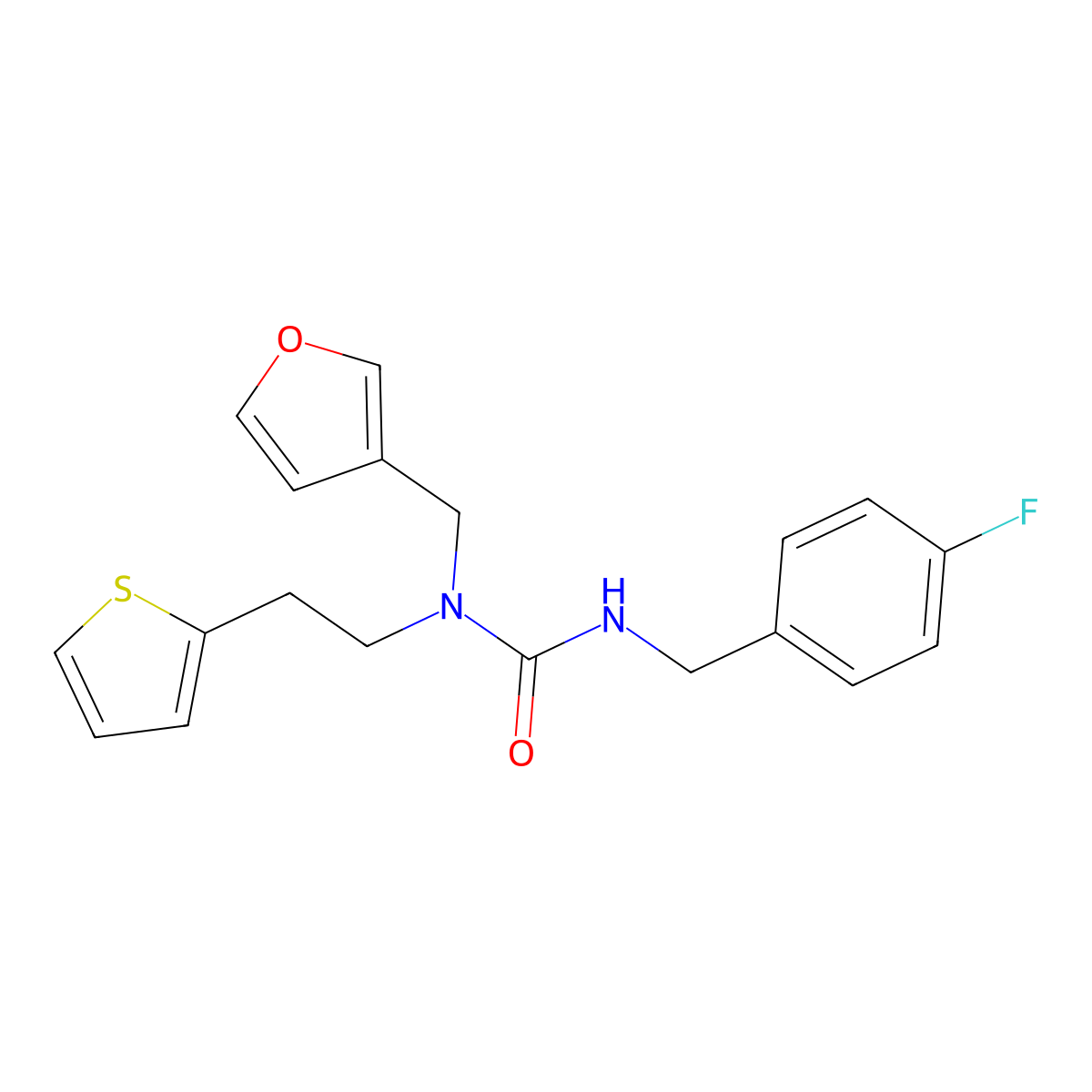 3-(4-Fluorobenzyl)-1-(furan-3-ylmethyl)-1-(2-(thiophen-2-yl)ethyl)urea molecular structure, CAS 1421445-77-3