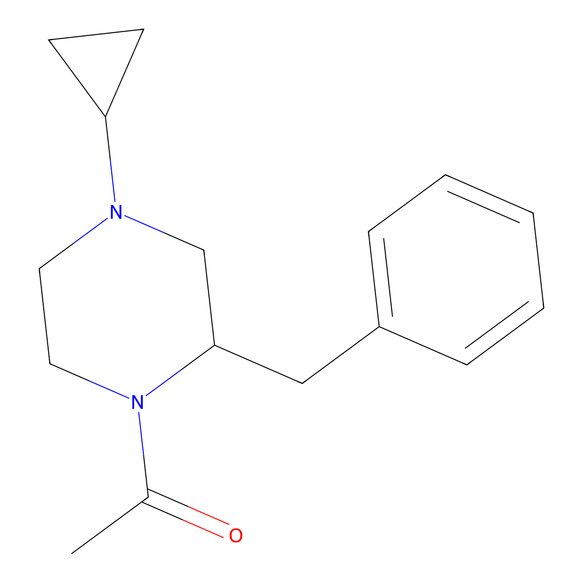 1-(2-Benzyl-4-cyclopropylpiperazin-1-yl)ethanone molecular structure, CAS 1421445-80-8