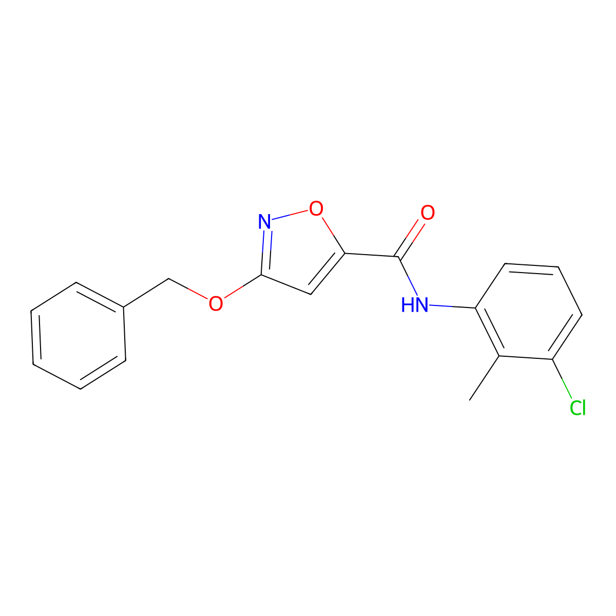3-(benzyloxy)-N-(3-chloro-2-methylphenyl)isoxazole-5-carboxamide molecular structure, CAS 1421445-86-4