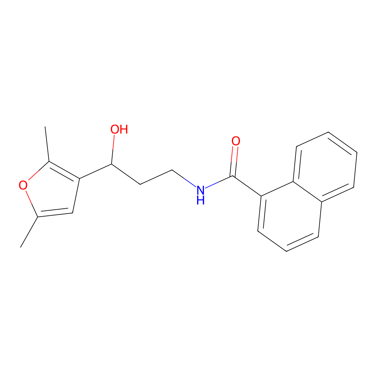 N-(3-(2,5-dimethylfuran-3-yl)-3-hydroxypropyl)-1-naphthamide molecular structure, CAS 1421445-91-1