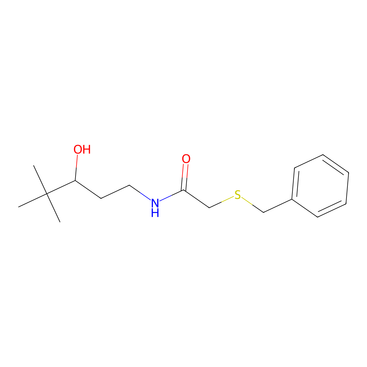 2-(benzylthio)-N-(3-hydroxy-4,4-dimethylpentyl)acetamide molecular structure, CAS 1421445-96-6