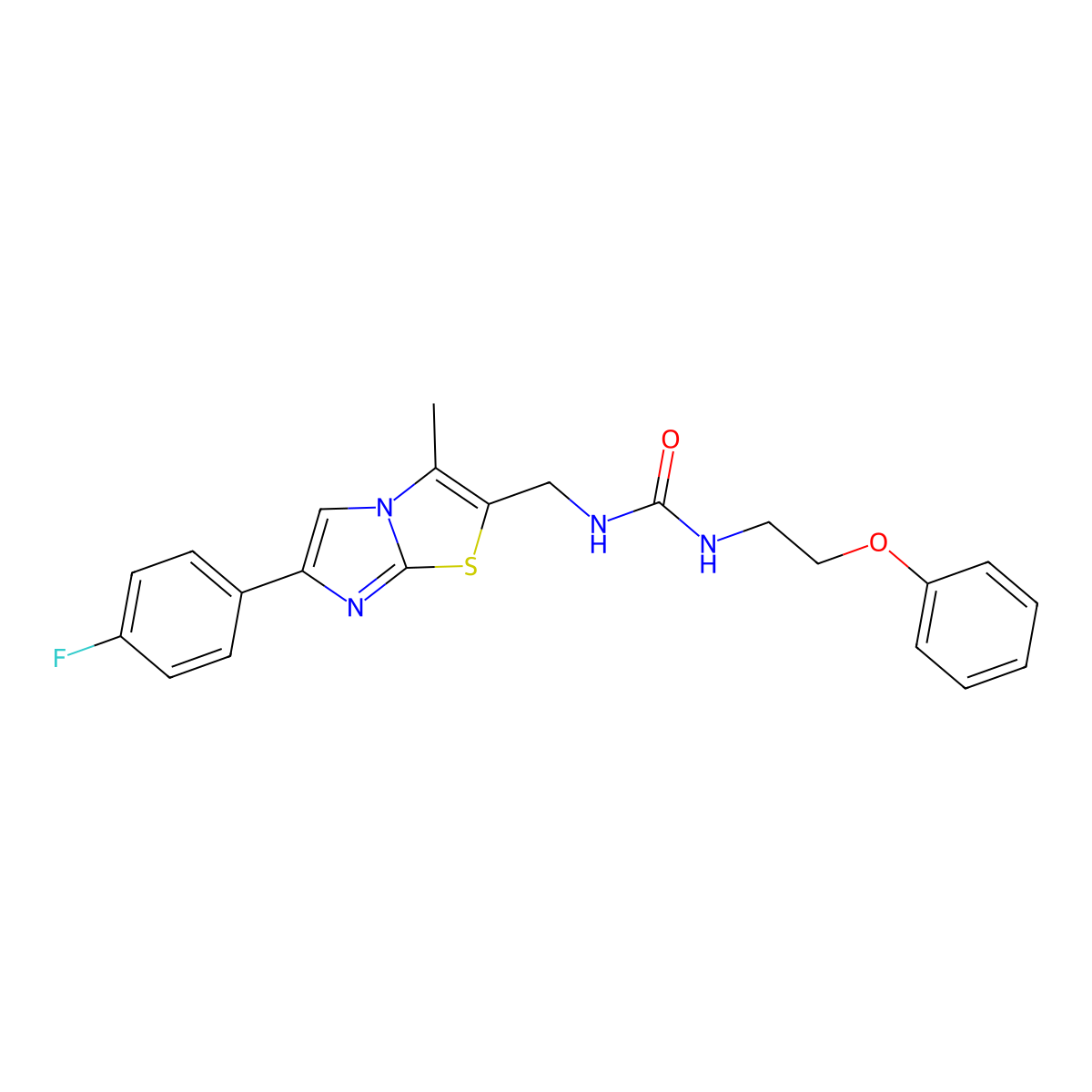 1-((6-(4-Fluorophenyl)-3-methylimidazo[2,1-b]thiazol-2-yl)methyl)-3-(2-phenoxyethyl)urea molecular structure, CAS 1421446-04-9