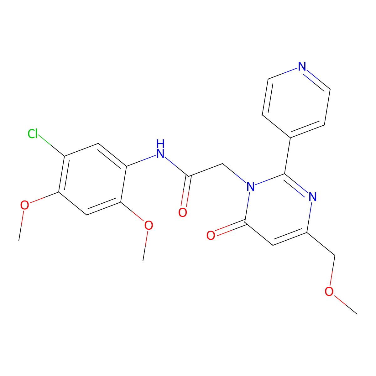 N-(5-chloro-2,4-dimethoxyphenyl)-2-(4-(methoxymethyl)-6-oxo-2-(pyridin-4-yl)pyrimidin-1(6H)-yl)acetamide molecular structure, CAS 1421446-15-2