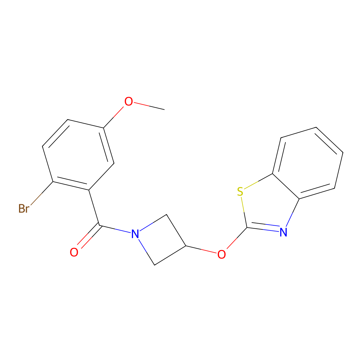 (3-(Benzo[d]thiazol-2-yloxy)azetidin-1-yl)(2-bromo-5-methoxyphenyl)methanone molecular structure, CAS 1421446-17-4