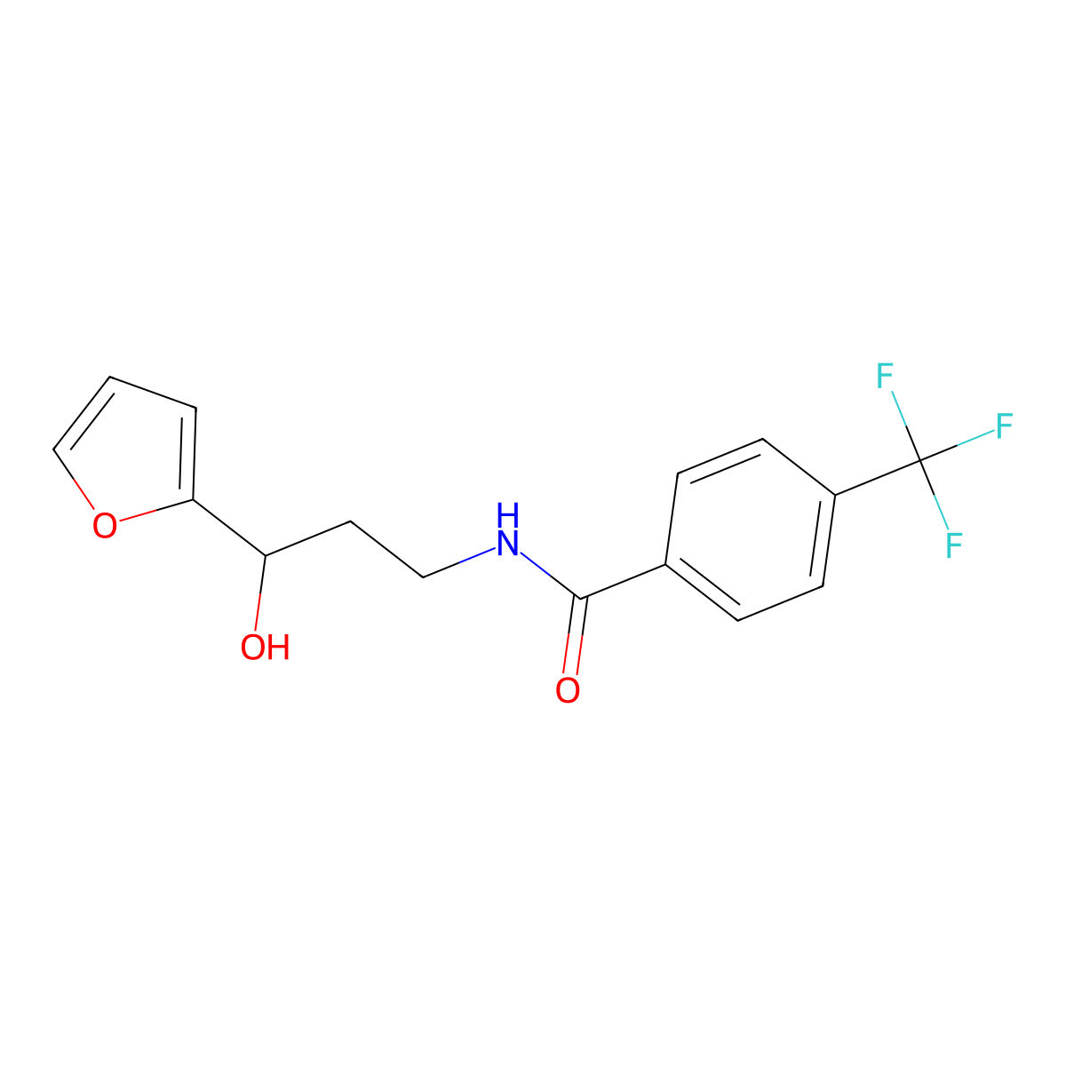 N-[3-(Furan-2-YL)-3-hydroxypropyl]-4-(trifluoromethyl)benzamide molecular structure, CAS 1421446-42-5