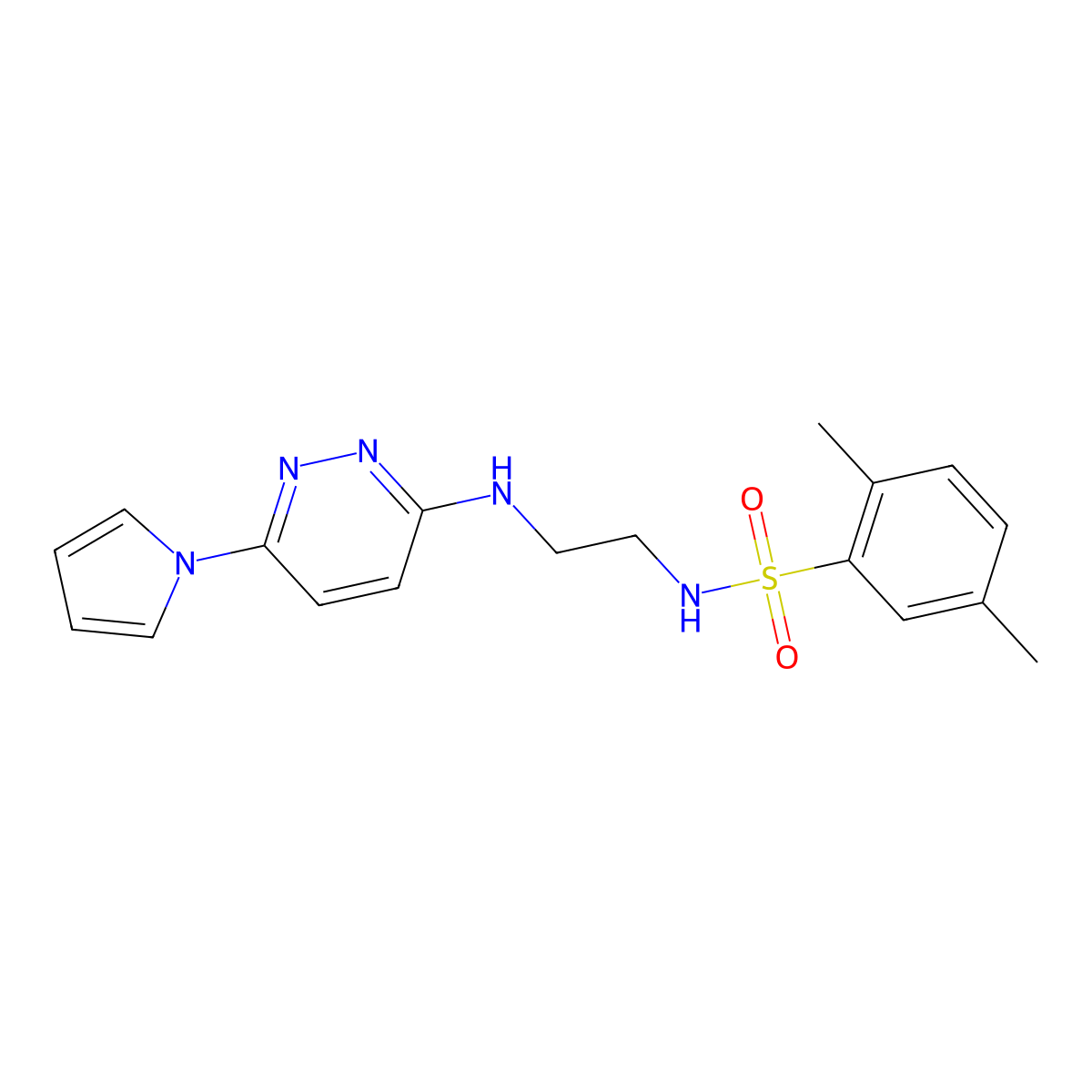 N-(2-((6-(1H-pyrrol-1-yl)pyridazin-3-yl)amino)ethyl)-2,5-dimethylbenzenesulfonamide molecular structure, CAS 1421448-80-7