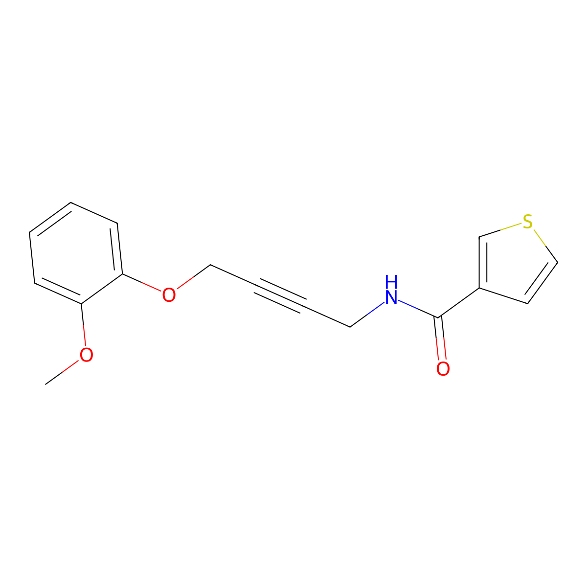 N-[4-(2-Methoxyphenoxy)but-2-YN-1-YL]thiophene-3-carboxamide molecular structure, CAS 1421448-81-8