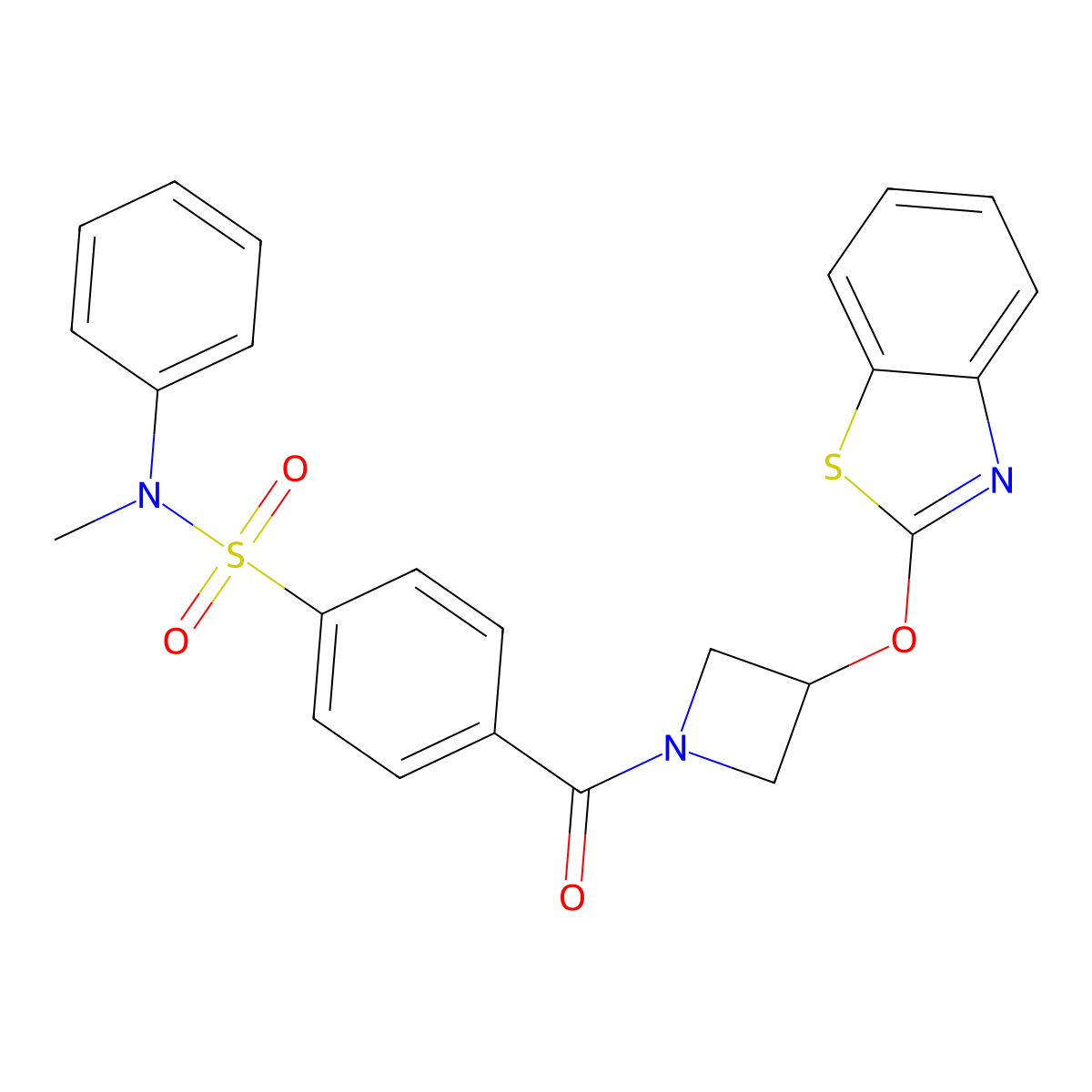 4-(3-(benzo[d]thiazol-2-yloxy)azetidine-1-carbonyl)-N-methyl-N-phenylbenzenesulfonamide molecular structure, CAS 1421448-87-4