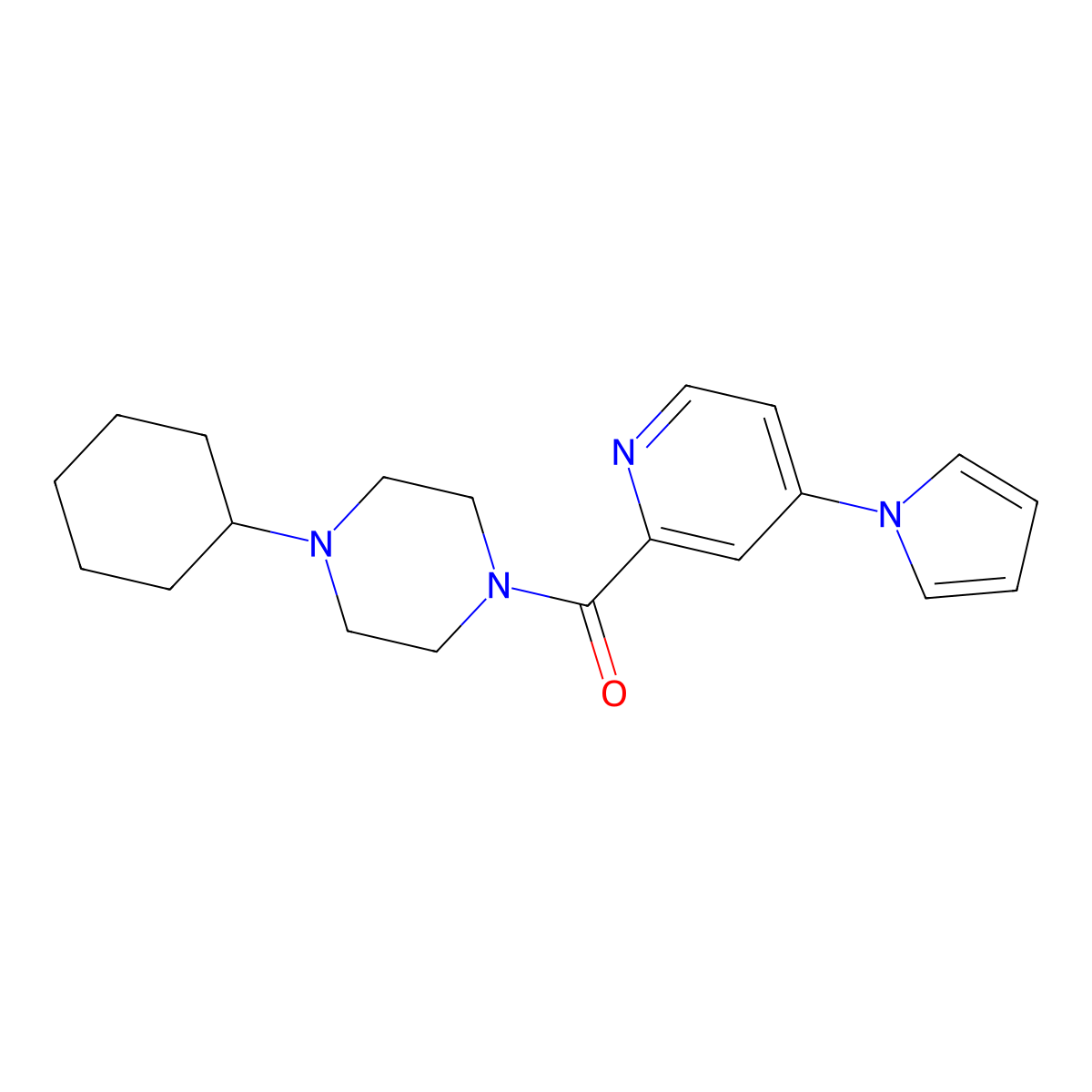 (4-(1H-pyrrol-1-yl)pyridin-2-yl)(4-cyclohexylpiperazin-1-yl)methanone molecular structure, CAS 1421448-95-4