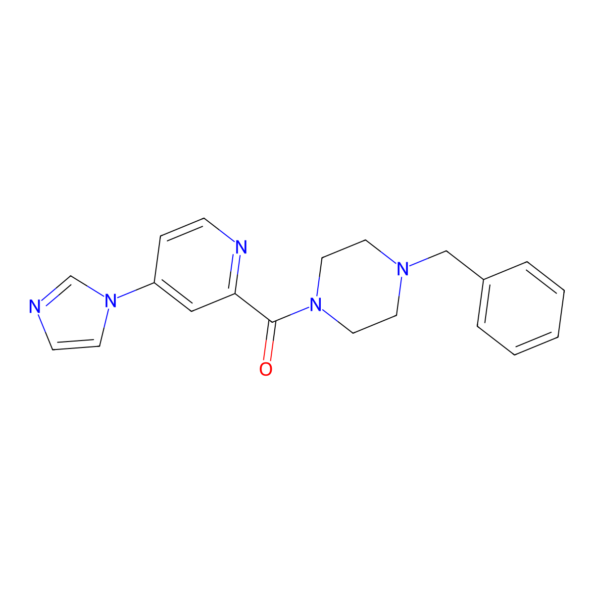 (4-(1H-imidazol-1-yl)pyridin-2-yl)(4-benzylpiperazin-1-yl)methanone molecular structure, CAS 1421449-02-6