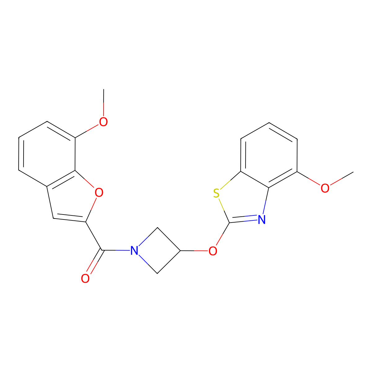(3-((4-Methoxybenzo[d]thiazol-2-yl)oxy)azetidin-1-yl)(7-methoxybenzofuran-2-yl)methanone molecular structure, CAS 1421449-05-9
