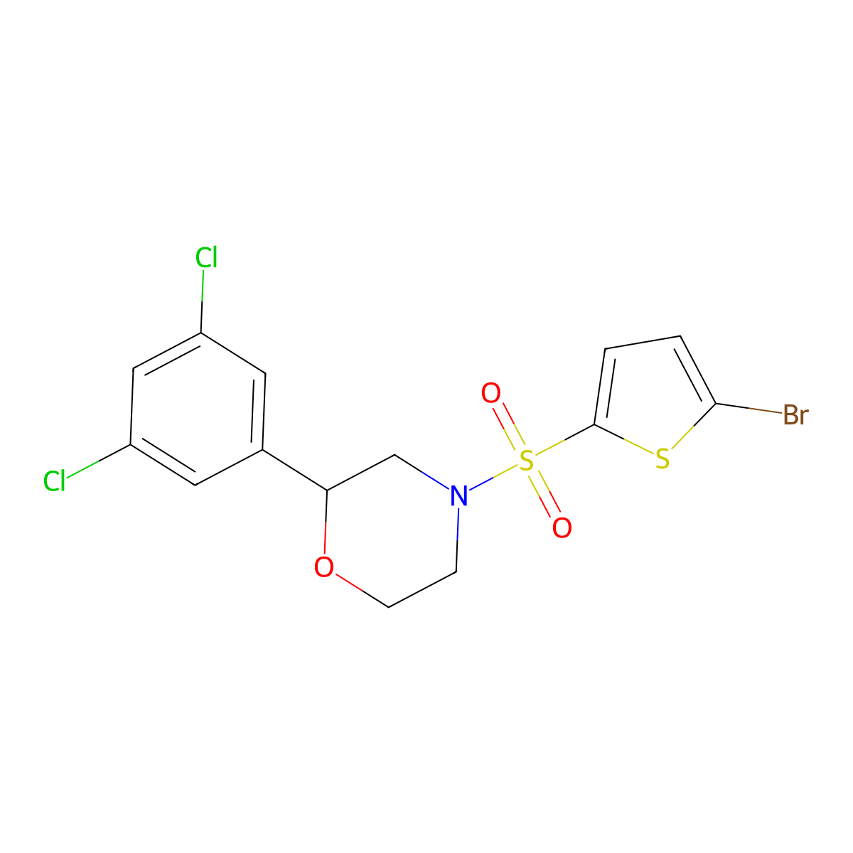 4-((5-Bromothiophen-2-yl)sulfonyl)-2-(3,5-dichlorophenyl)morpholine molecular structure, CAS 1421449-10-6
