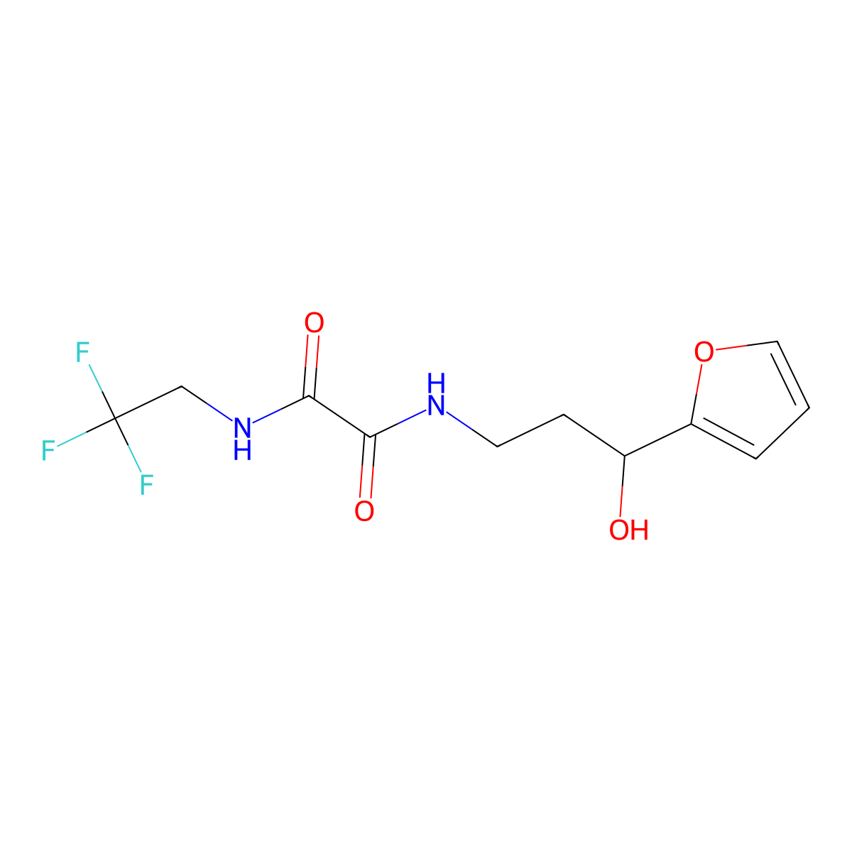 N1-(3-(furan-2-yl)-3-hydroxypropyl)-N2-(2,2,2-trifluoroethyl)oxalamide molecular structure, CAS 1421449-16-2