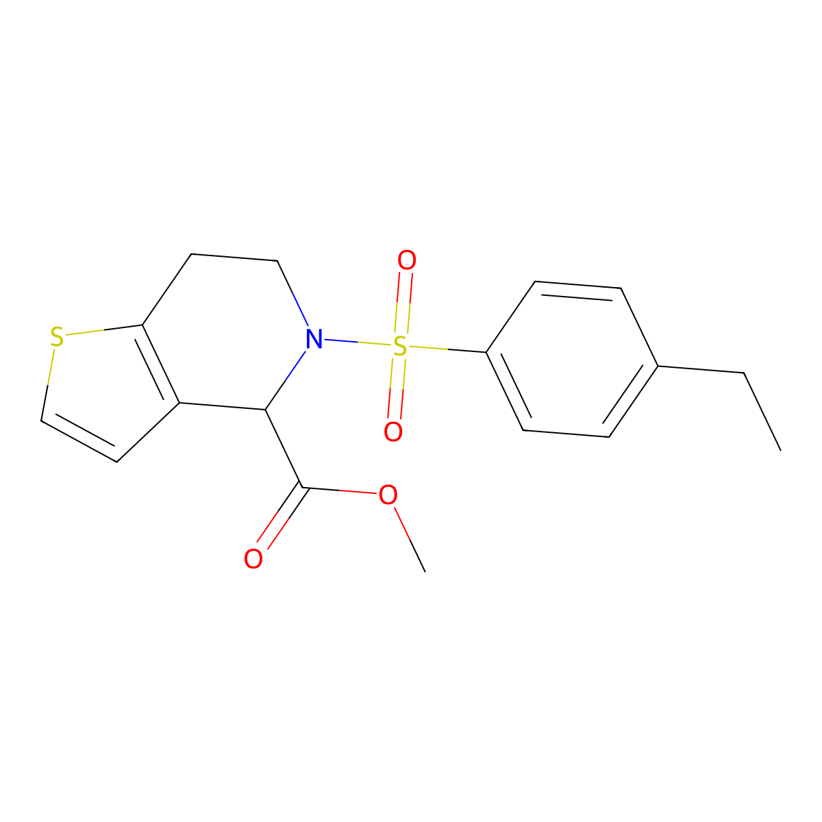 Methyl 5-((4-ethylphenyl)sulfonyl)-4,5,6,7-tetrahydrothieno[3,2-c]pyridine-4-carboxylate molecular structure, CAS 1421449-20-8