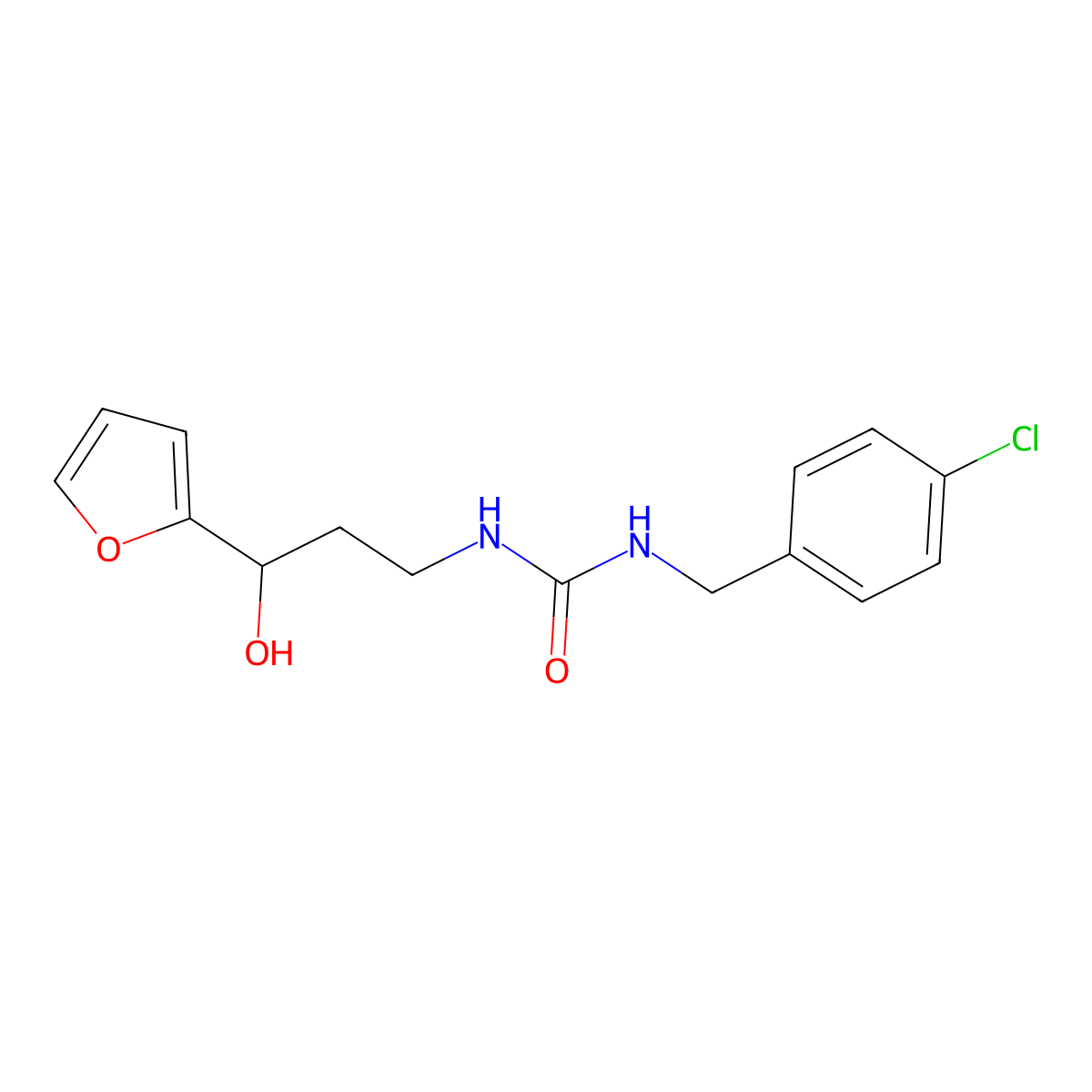 1-(4-Chlorobenzyl)-3-(3-(furan-2-yl)-3-hydroxypropyl)urea molecular structure, CAS 1421449-23-1