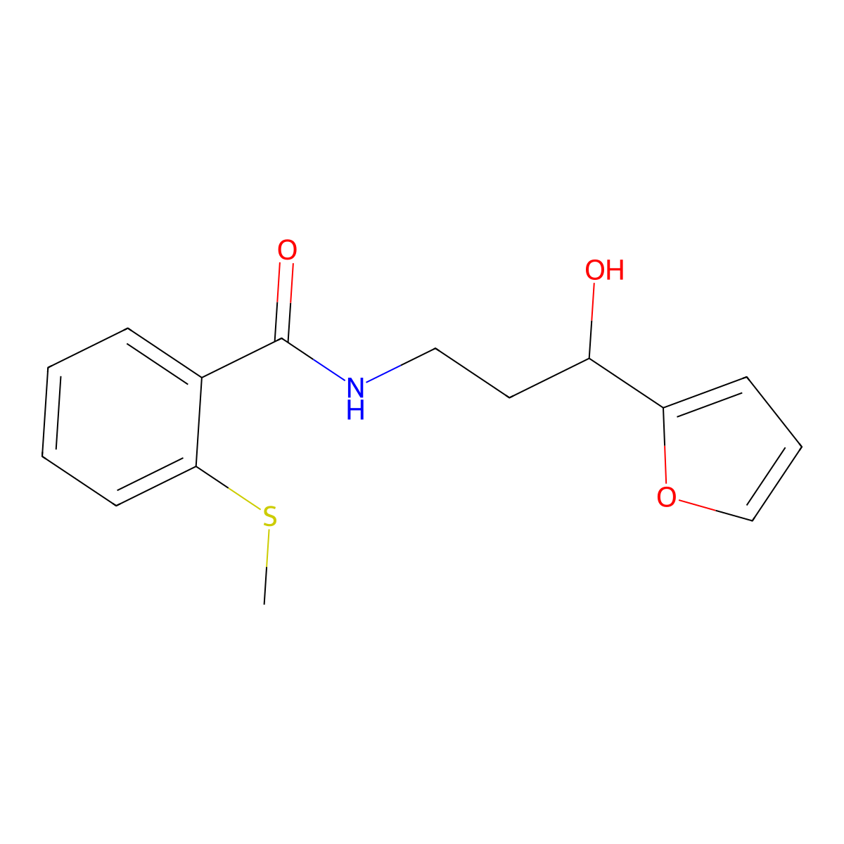 N-(3-(furan-2-yl)-3-hydroxypropyl)-2-(methylthio)benzamide molecular structure, CAS 1421449-26-4