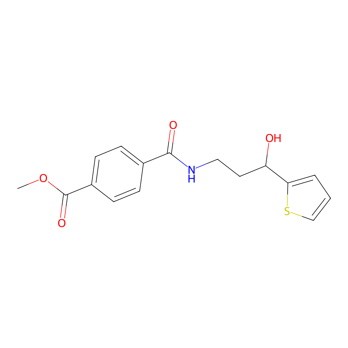 Methyl 4-{[3-hydroxy-3-(thiophen-2-YL)propyl]carbamoyl}benzoate molecular structure, CAS 1421449-39-9