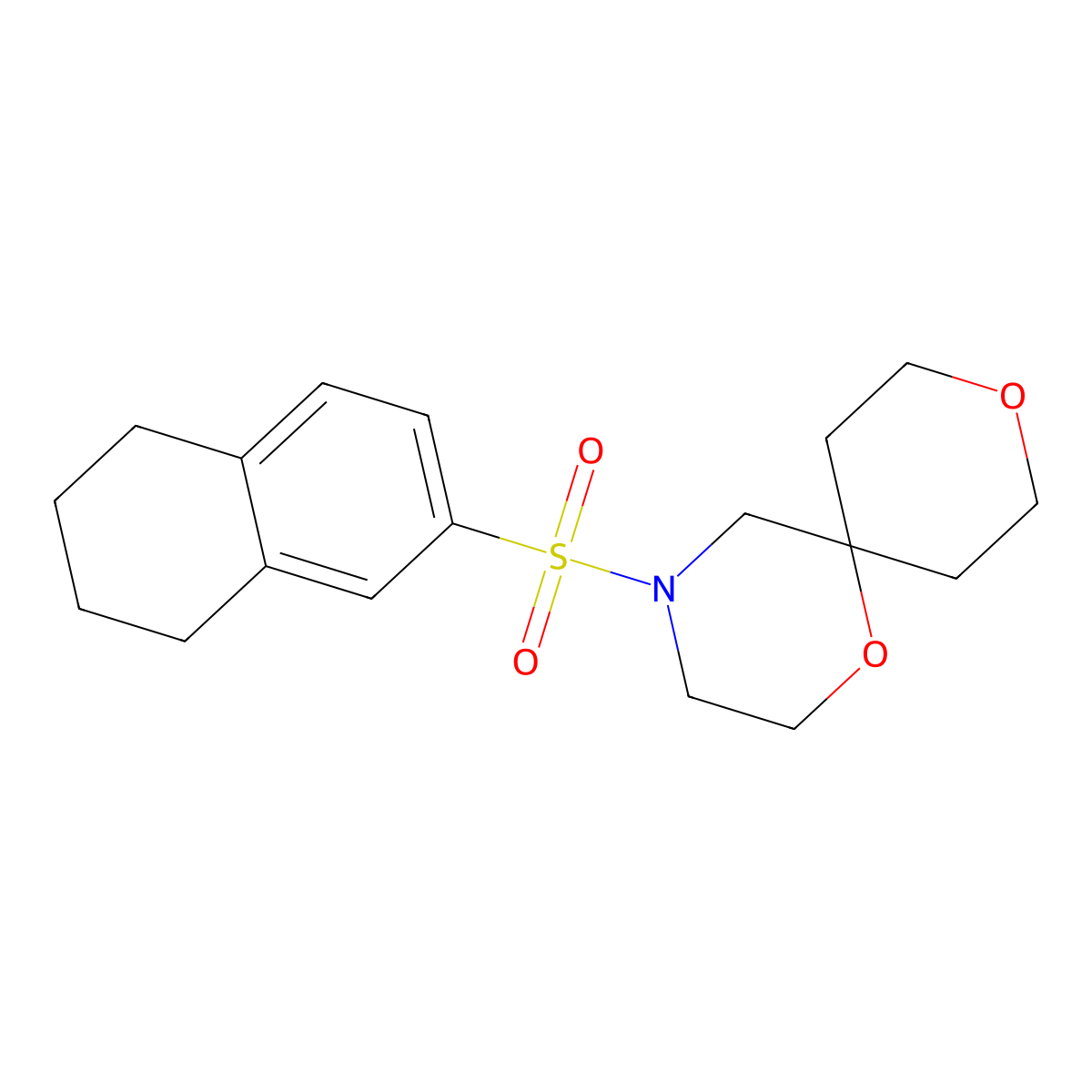 4-((5,6,7,8-Tetrahydronaphthalen-2-yl)sulfonyl)-1,9-dioxa-4-azaspiro[5.5]undecane molecular structure, CAS 1421449-43-5