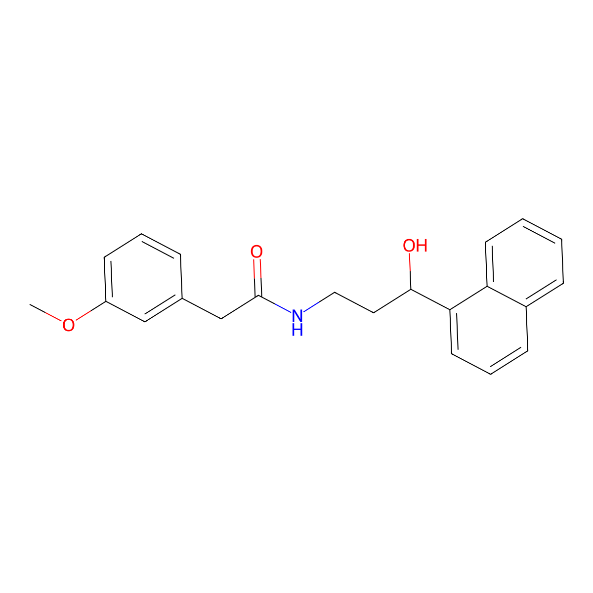 N-(3-hydroxy-3-(naphthalen-1-yl)propyl)-2-(3-methoxyphenyl)acetamide molecular structure, CAS 1421449-56-0