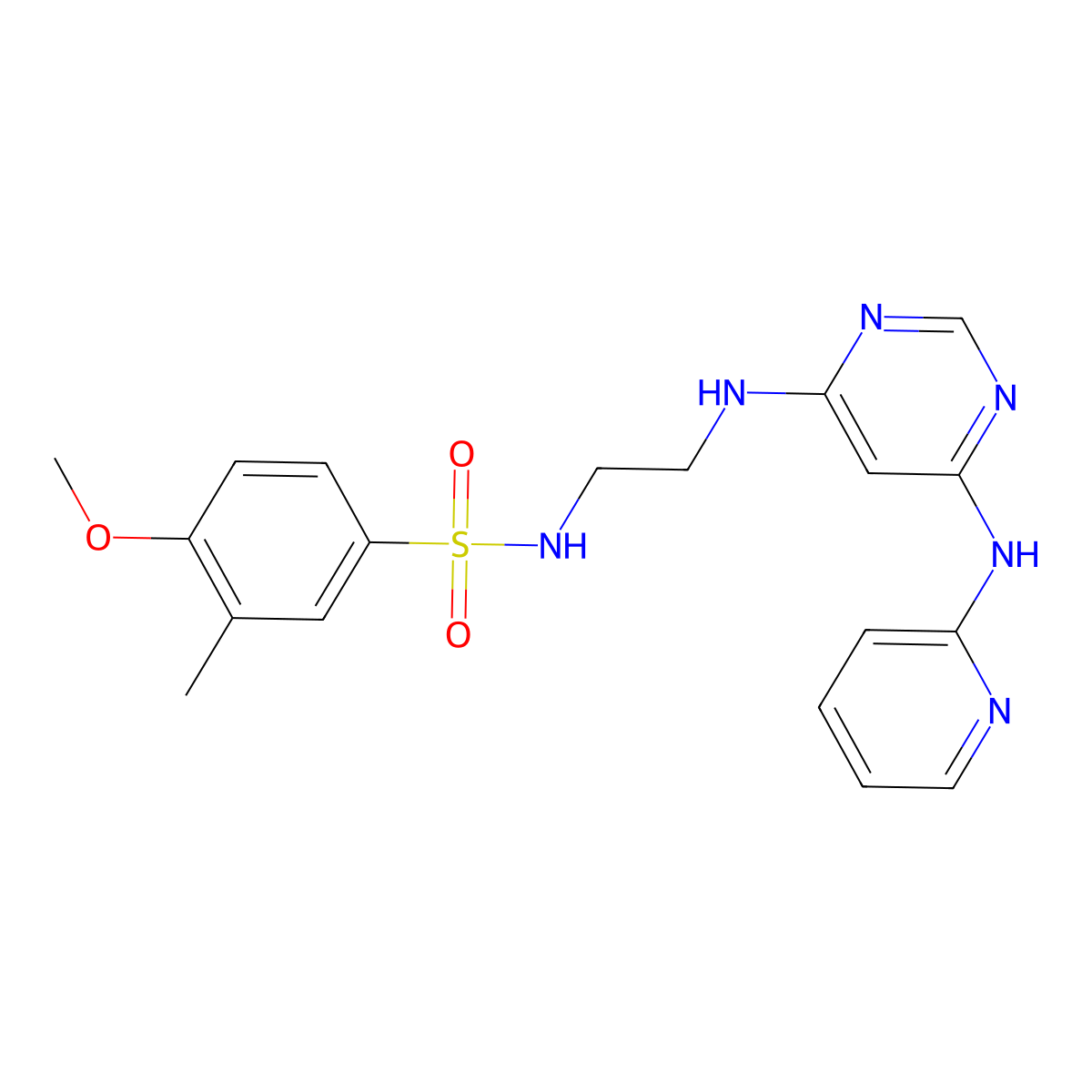 4-methoxy-3-methyl-N-(2-((6-(pyridin-2-ylamino)pyrimidin-4-yl)amino)ethyl)benzenesulfonamide molecular structure, CAS 1421449-57-1