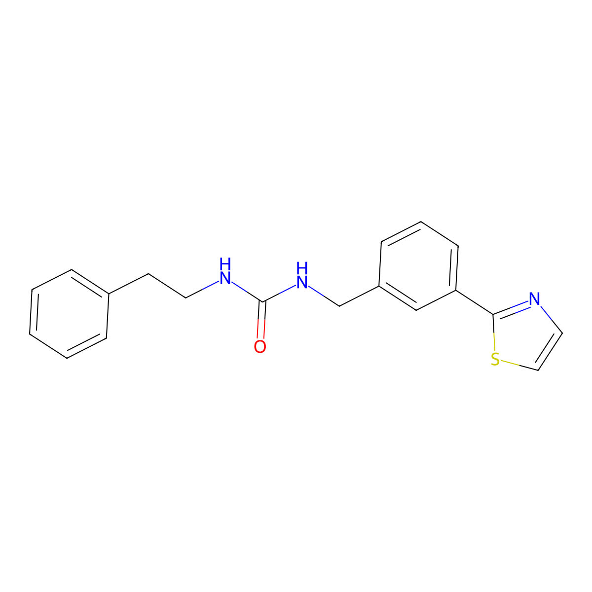 1-Phenethyl-3-(3-(thiazol-2-yl)benzyl)urea molecular structure, CAS 1421449-60-6