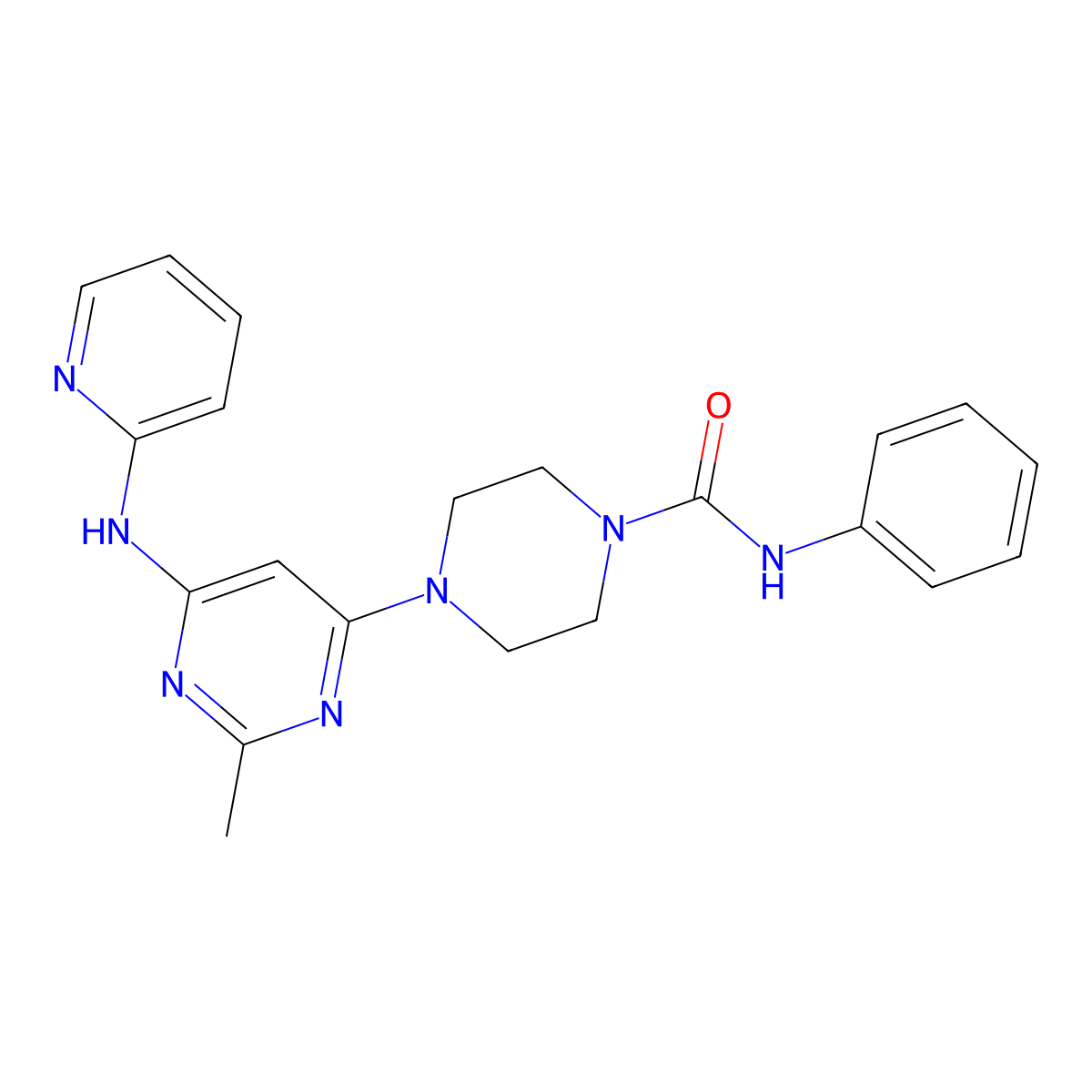 4-{2-methyl-6-[(pyridin-2-yl)amino]pyrimidin-4-yl}-N-phenylpiperazine-1-carboxamide molecular structure, CAS 1421449-65-1