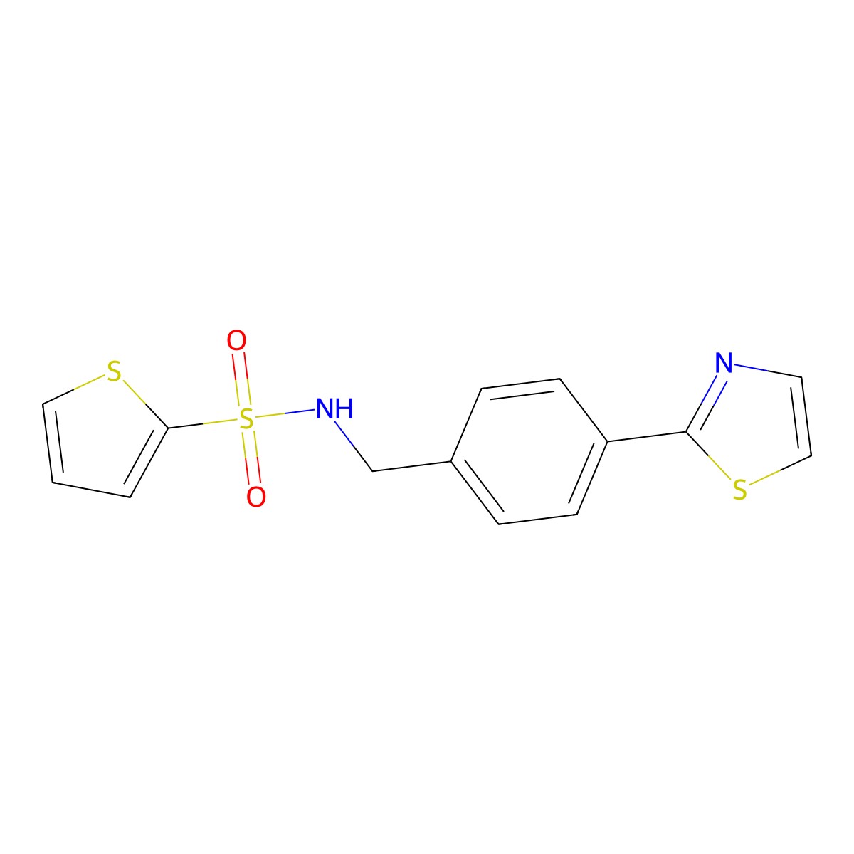 N-(4-(thiazol-2-yl)benzyl)thiophene-2-sulfonamide molecular structure, CAS 1421449-67-3
