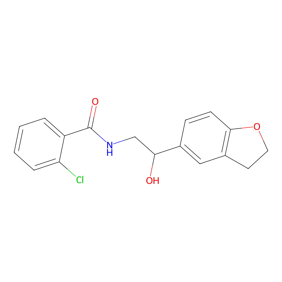 2-chloro-N-(2-(2,3-dihydrobenzofuran-5-yl)-2-hydroxyethyl)benzamide molecular structure, CAS 1421449-68-4