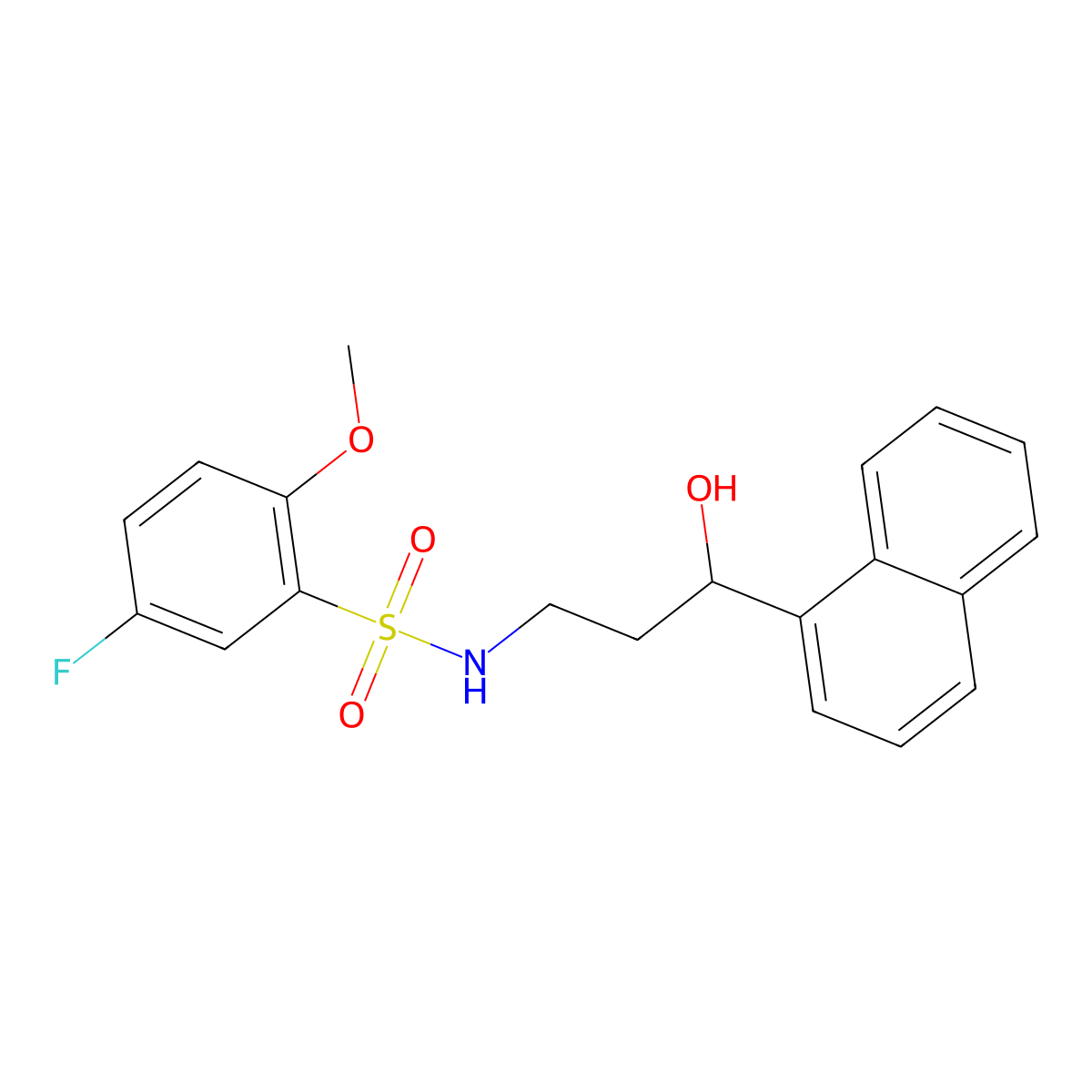 5-fluoro-N-(3-hydroxy-3-(naphthalen-1-yl)propyl)-2-methoxybenzenesulfonamide molecular structure, CAS 1421449-69-5