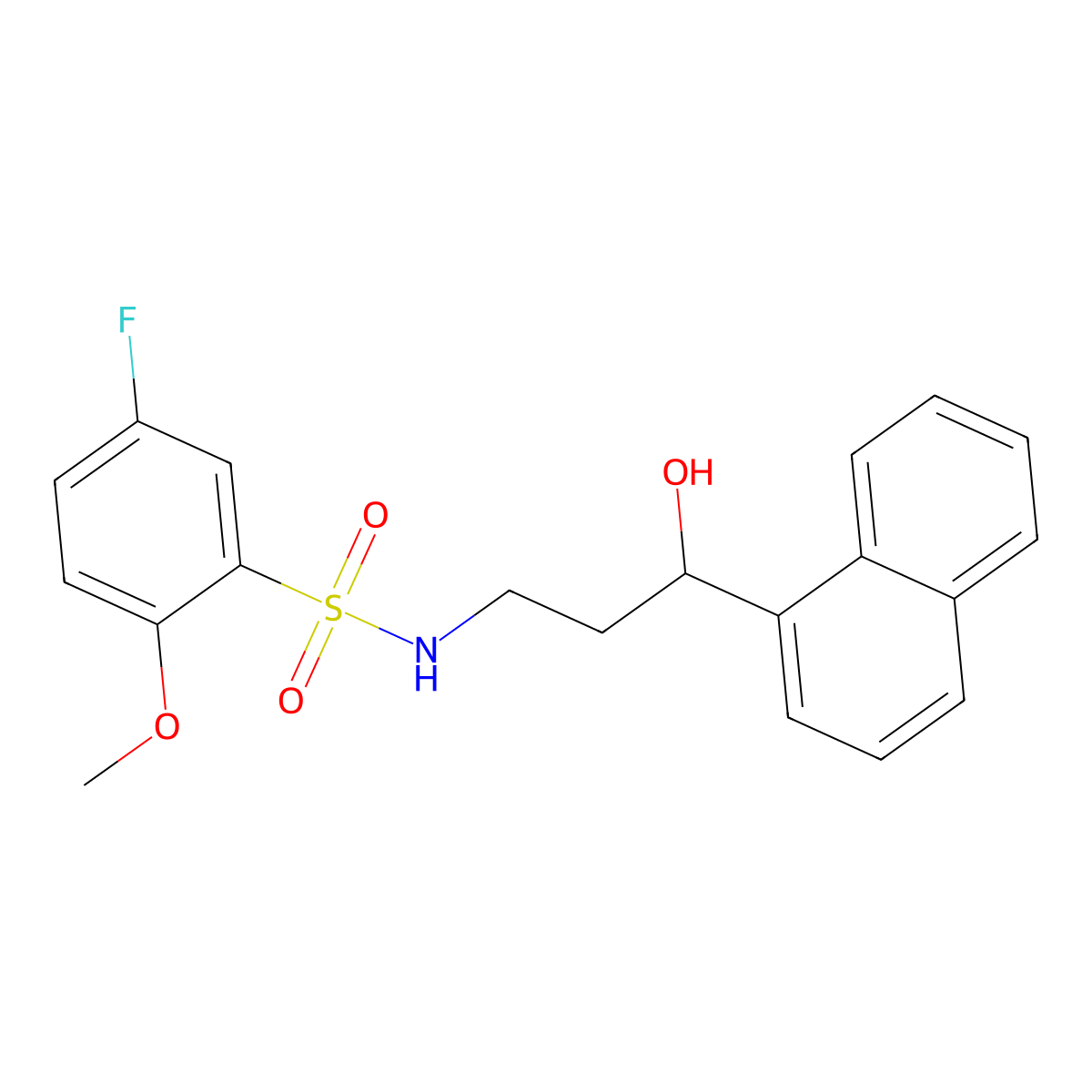 5-fluoro-N-(3-hydroxy-3-(naphthalen-1-yl)propyl)-2-methoxybenzenesulfonamide molecular structure, CAS 1421449-69-5