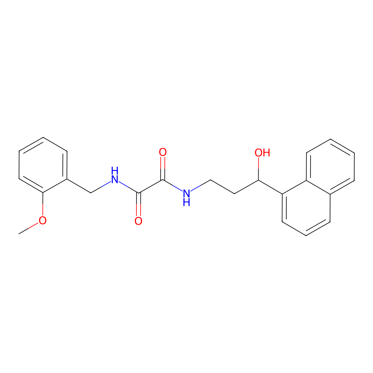 N1-(3-hydroxy-3-(naphthalen-1-yl)propyl)-N2-(2-methoxybenzyl)oxalamide molecular structure, CAS 1421449-75-3