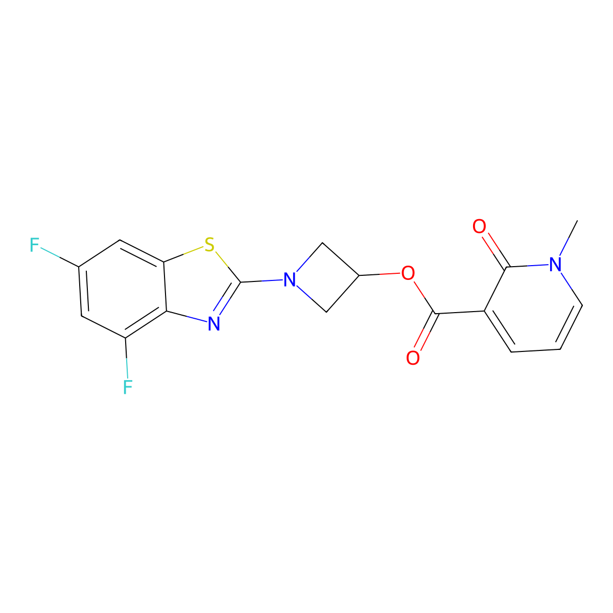 1-(4,6-Difluorobenzo[d]thiazol-2-yl)azetidin-3-yl 1-methyl-2-oxo-1,2-dihydropyridine-3-carboxylate molecular structure, CAS 1421449-78-6